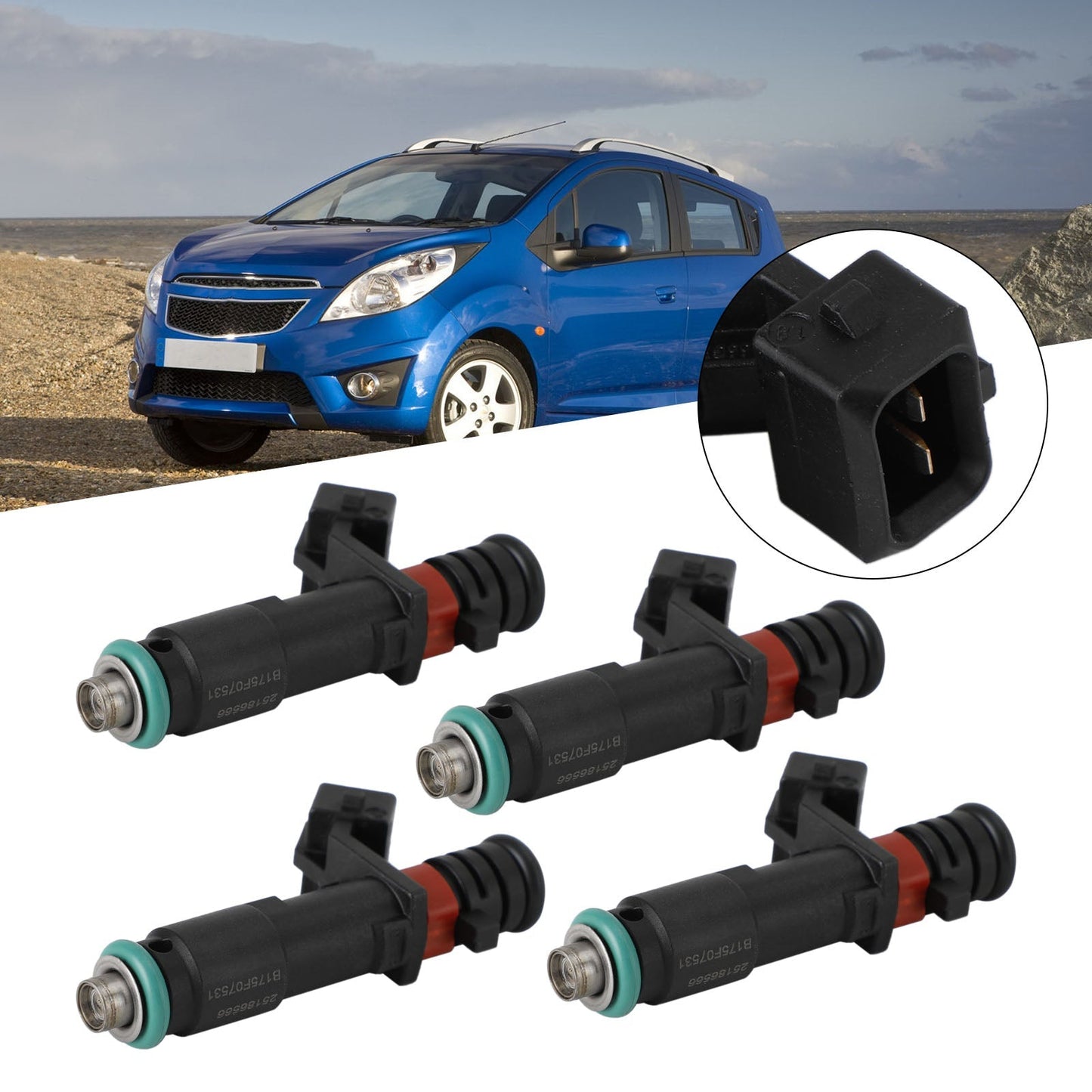 4 inyectores de combustible 25186566 27828W compatibles con Chevrolet Spark 1.2L L4 (2011-2015) y Chevrolet Beat 2016-2021 INJ675 FJ1332 25194429 C111032