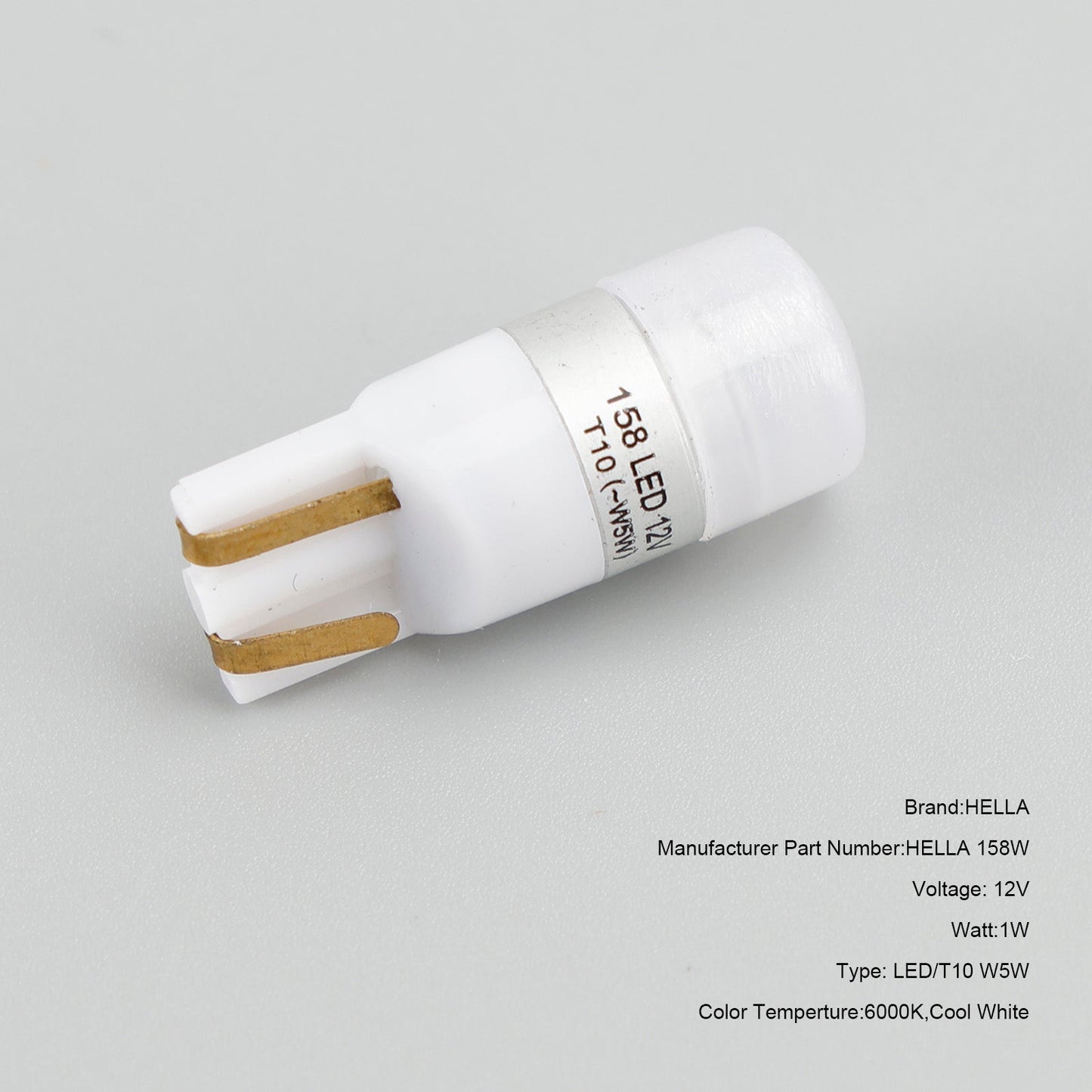 Lot de 10 ampoules LED rétrofit HELLA 158 W LED/T10 W5W 12 V 1 W W2.1X9.5D 6 000 K