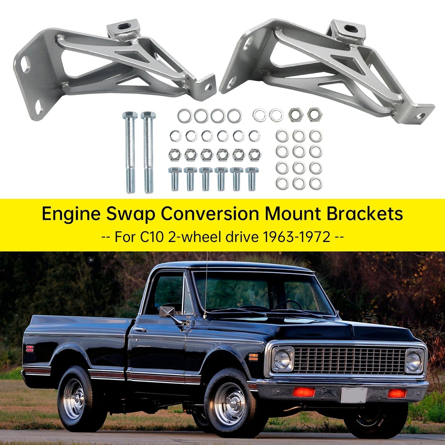 Supports de montage moteur V8 pour camion Chevrolet C10 GMC Small Block 1963-1972 6372MP-SM