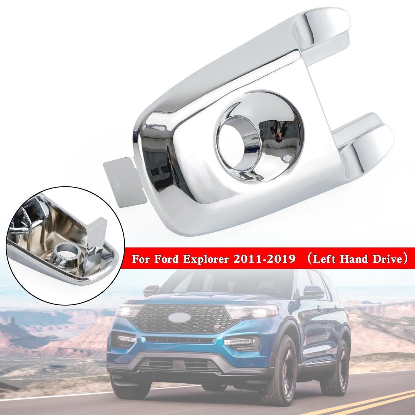 Capuchon de cylindre de serrure de poignée de porte extérieure avant conducteur chromé pour Ford Explorer BA1Z-78218A14-A 2011-2019