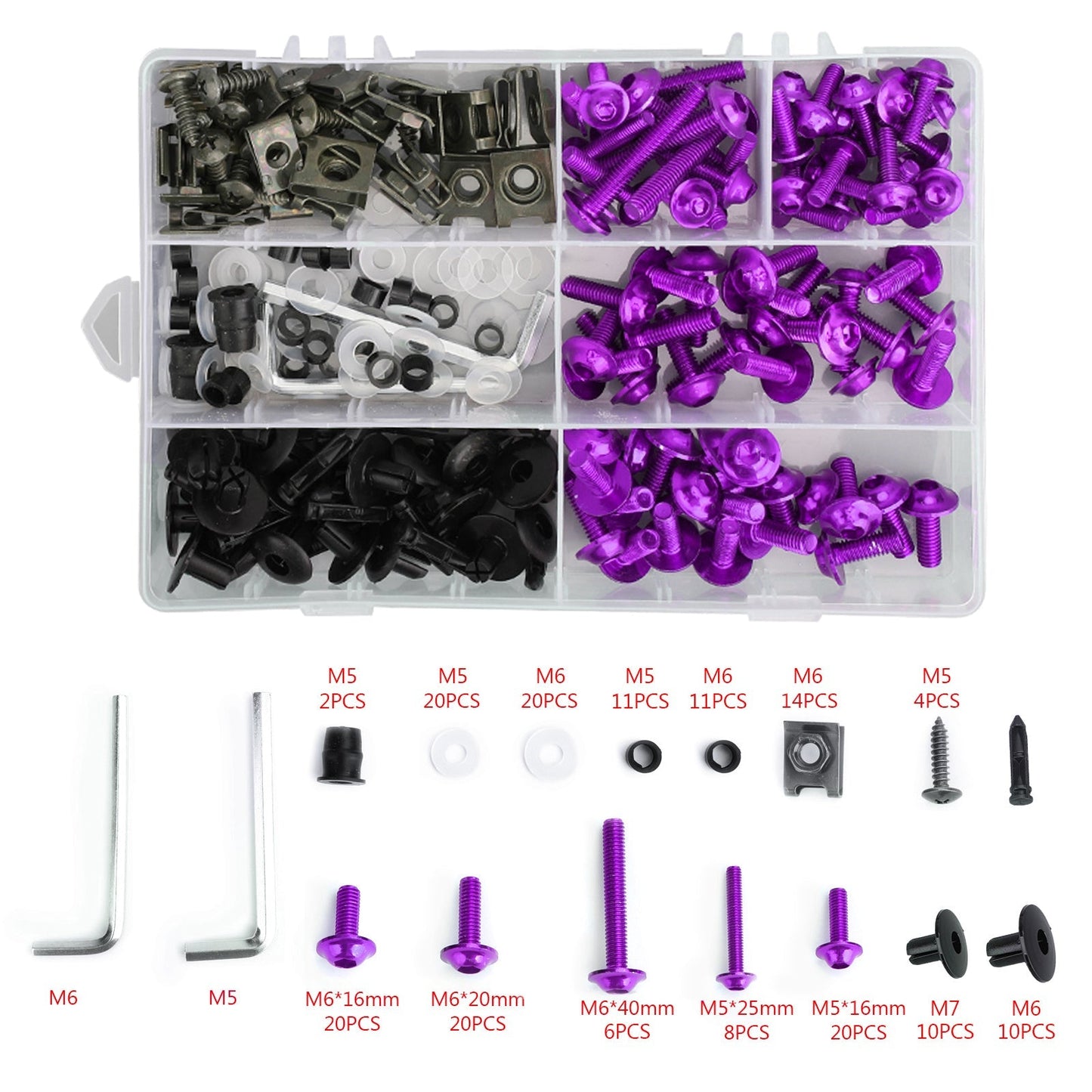 Kit de boulons et vis de carénage violets pour carrosserie