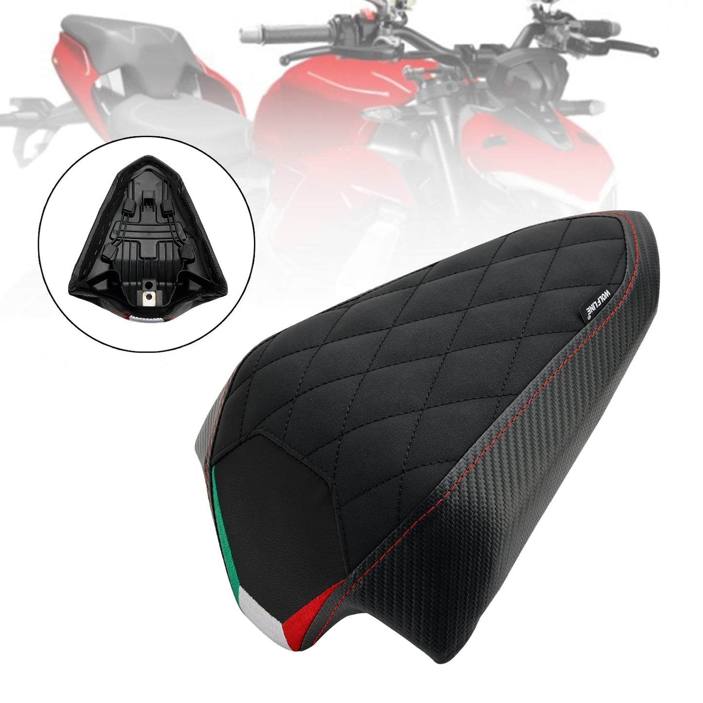 Coussin de siège arrière plat en polyuréthane pour passager, compatible avec DU Streetfighter V2 2022-2023, grille en carbone