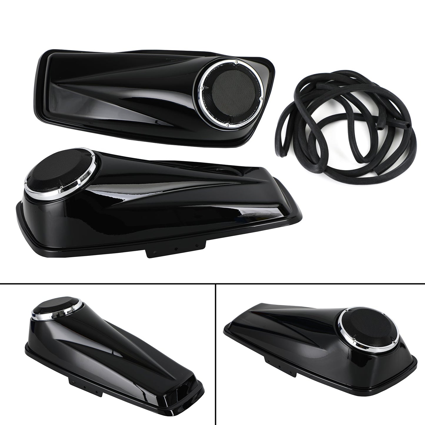 Sacoche TRIPLE 6,5 pouces avec couvercles de haut-parleurs pour Harley Touring Glide 2014-2021 6,5 pouces