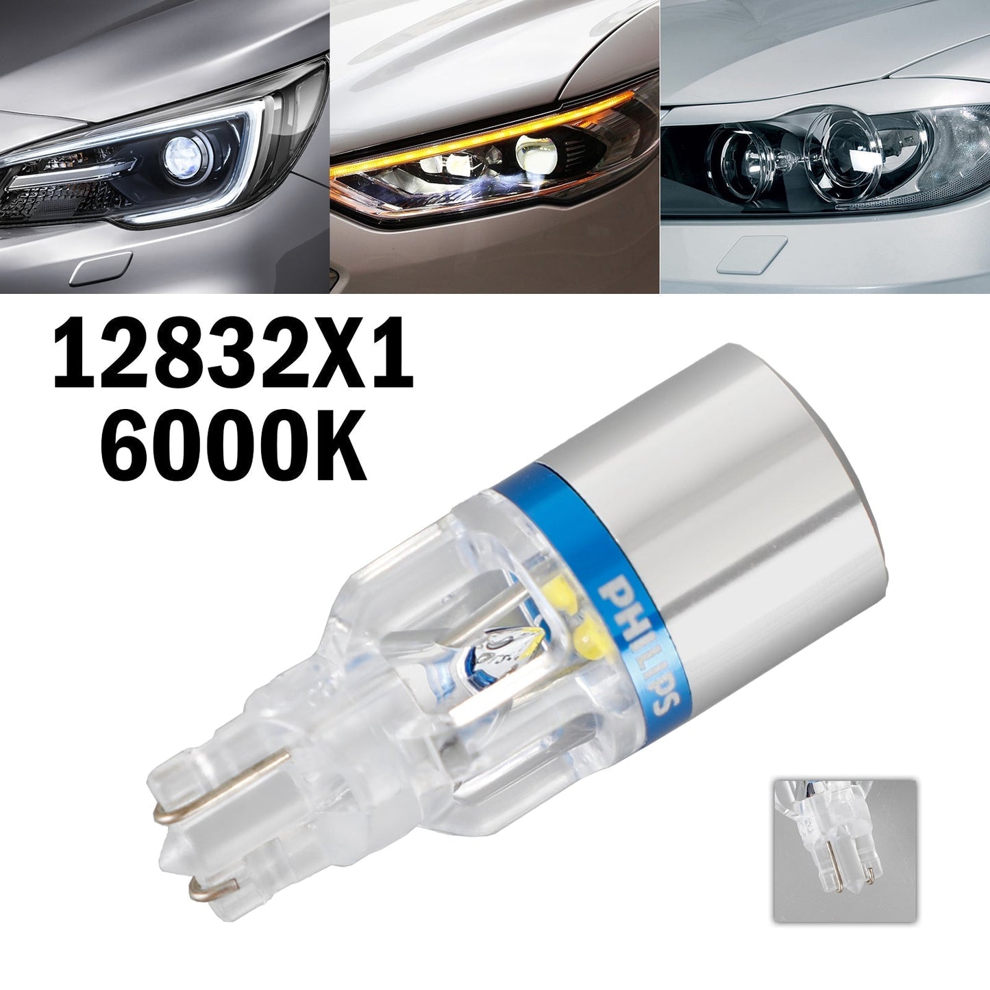 Pour Philips 12832X1 Car X-treme Ultinon LED T16 12V3W 200LM 6000K W2.1*9.5D