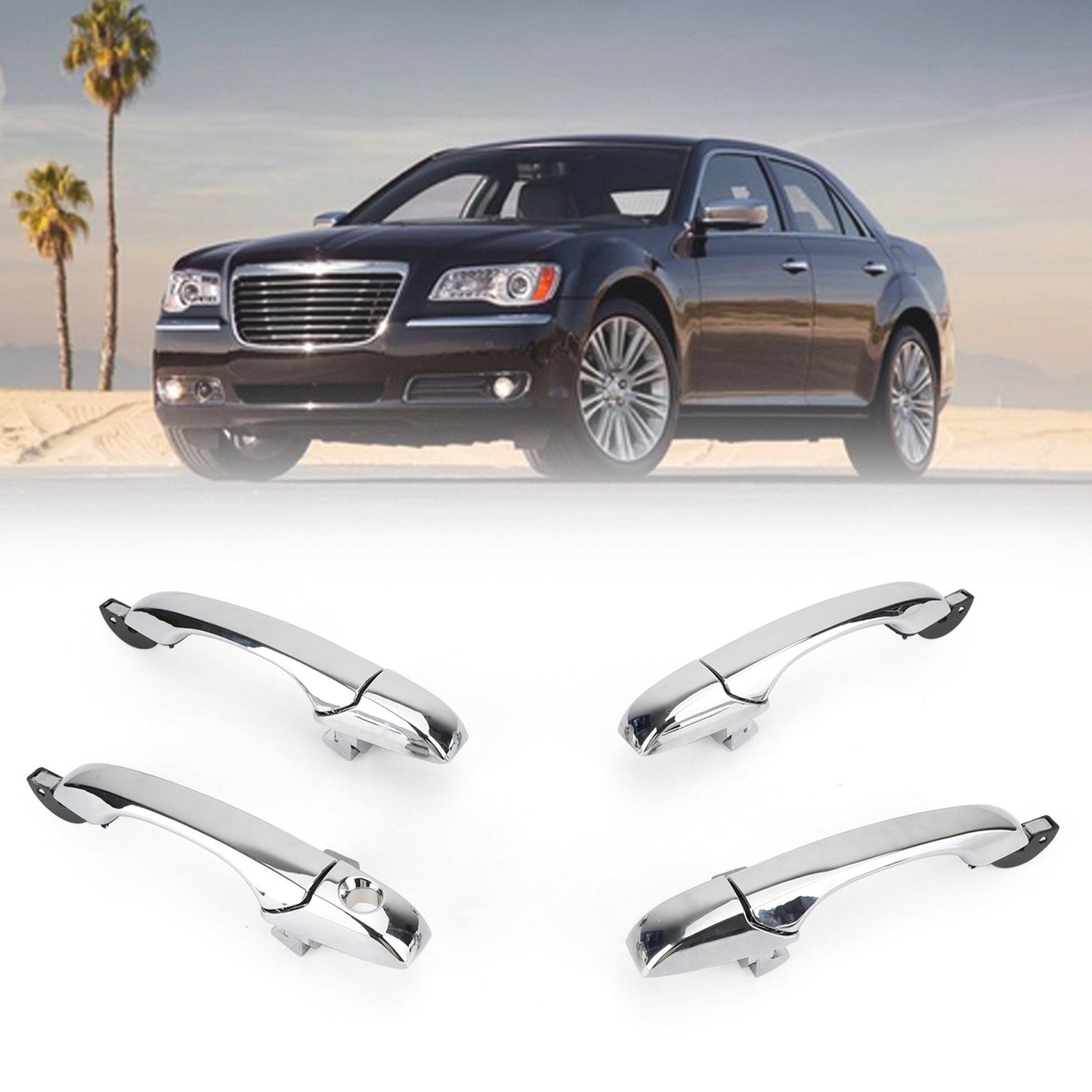 Lot de 4 poignées de porte extérieures chromées 4589009AH pour Chrysler 300/300C 2005-2010