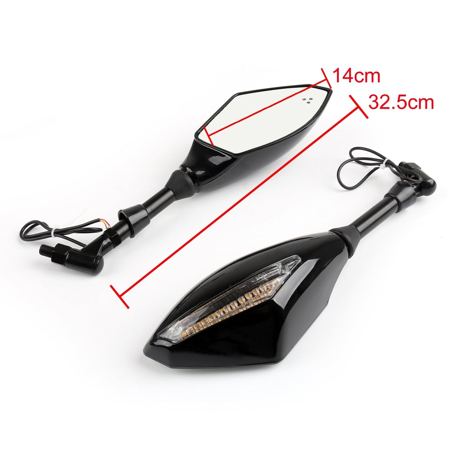 Paire de clignotants LED intégrés pour motos de 10 mm avec rétroviseurs
