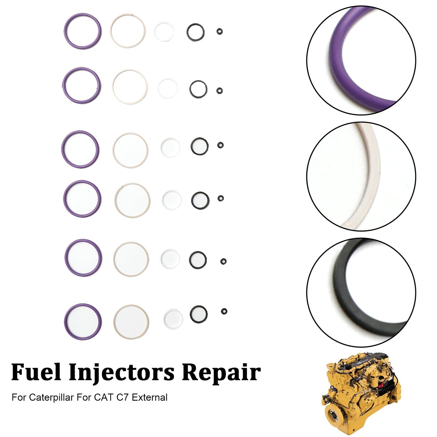 Caterpillar CAT C7 Internal 6PCS Fuel Injectors Seal O-Ring Kit