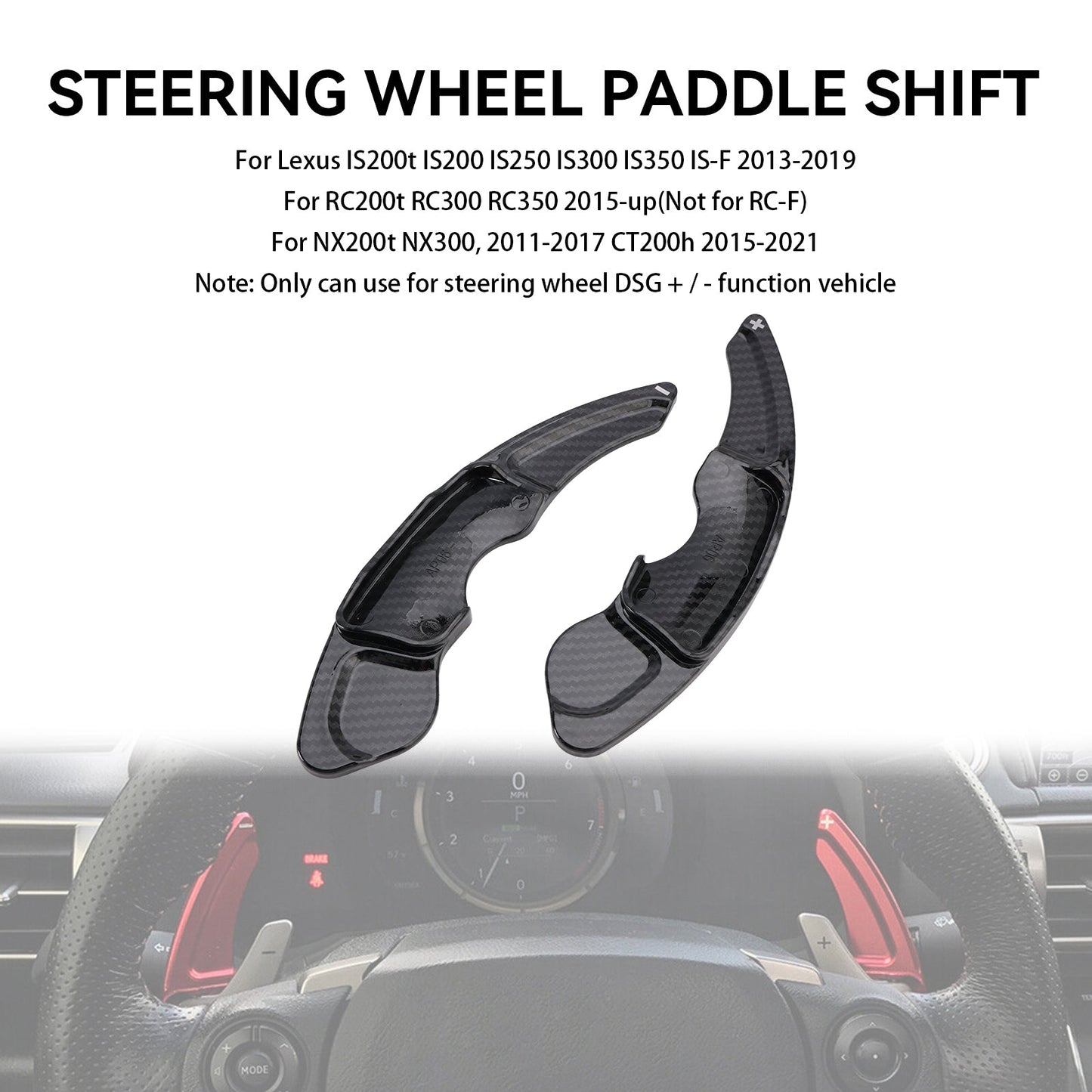Cubiertas de extensión para palanca de cambios de volante con aspecto de carbono para Lexus NX200t y NX300 (2011-2017)