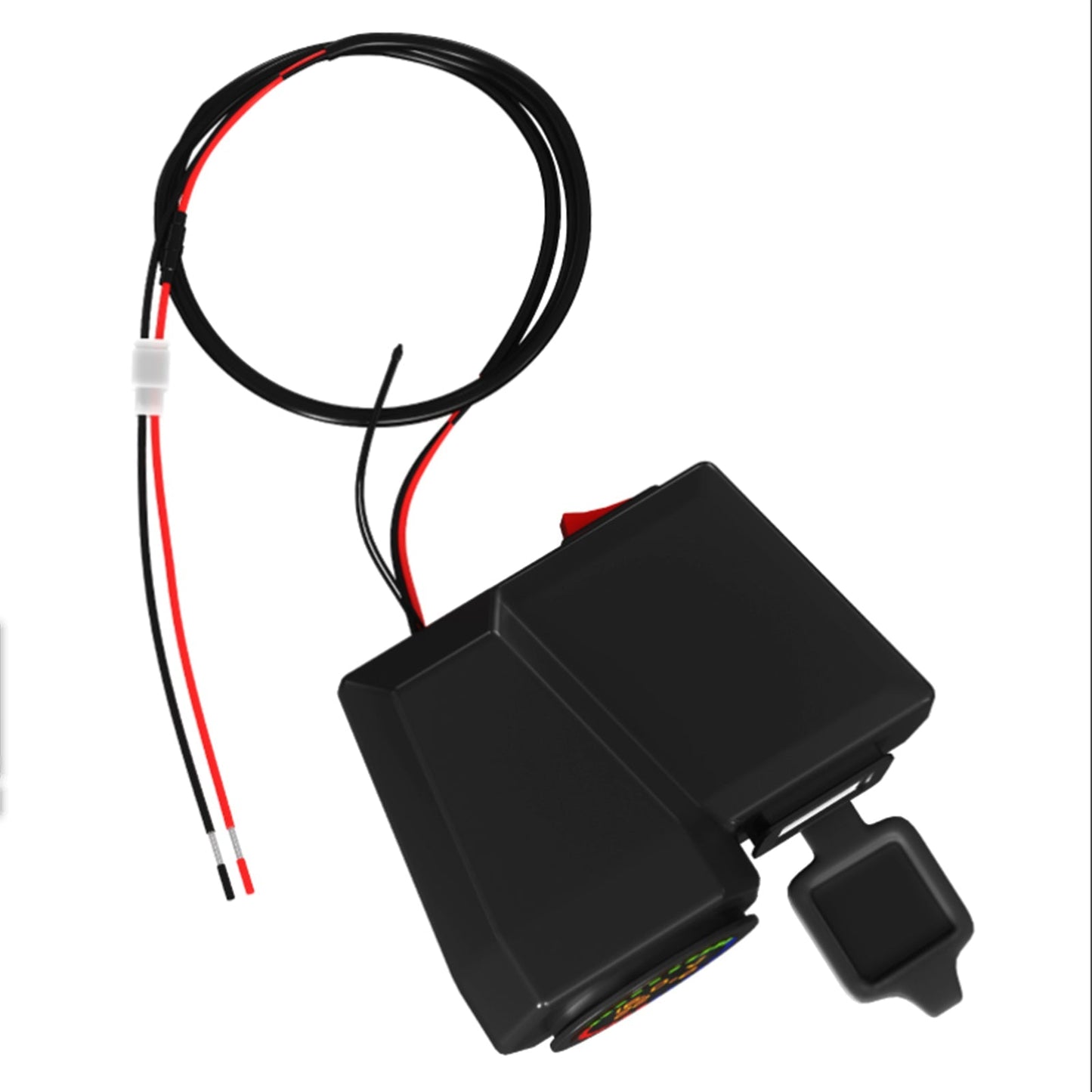 Medidor de voltaje QC3.0, soporte de carga para teléfono, medidor de temperatura para motocicleta, scooter, color negro