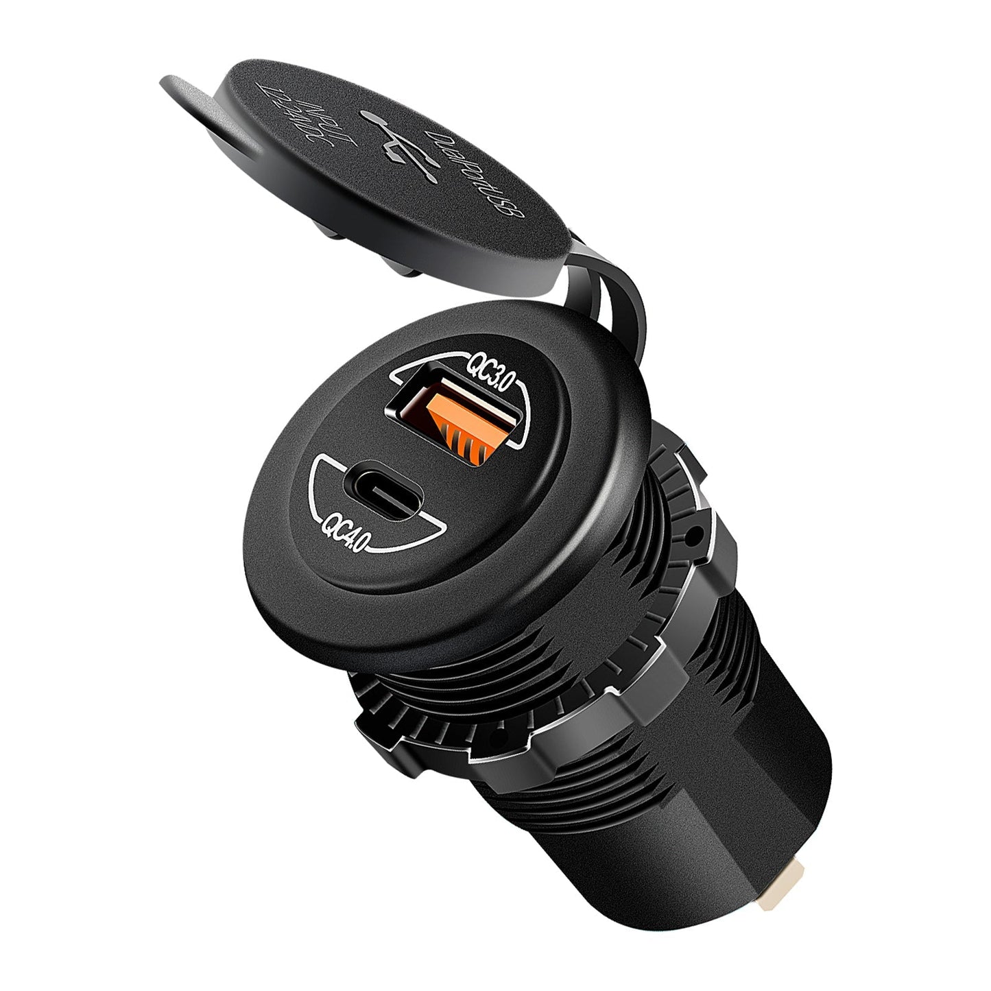 Soporte de carga para teléfono de 60 W QC4.0, soporte de extensión para motocicleta, color negro