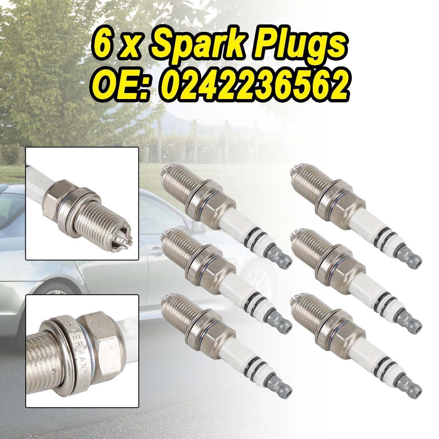0242236562 Lot de 6 bougies d'allumage 12120037608 1435855 12129071003 93190944 pour BMW E36 E46 323i 325i 323i 328i 330i E39
