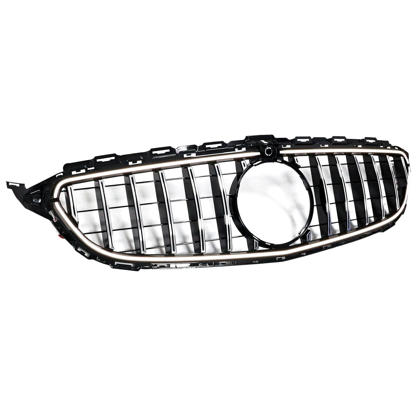 2015-2021 Mercedes Benz C-Class W205 C200 C250 C300 C350 Chrome Front Bumper Grill Grille W/LED
