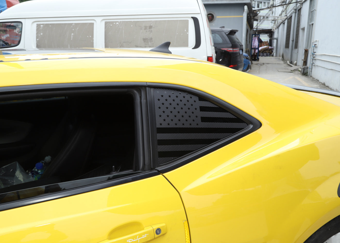 Autocollant de protection de vitre arrière triangulaire avec drapeau américain pour Camaro 2010-2015