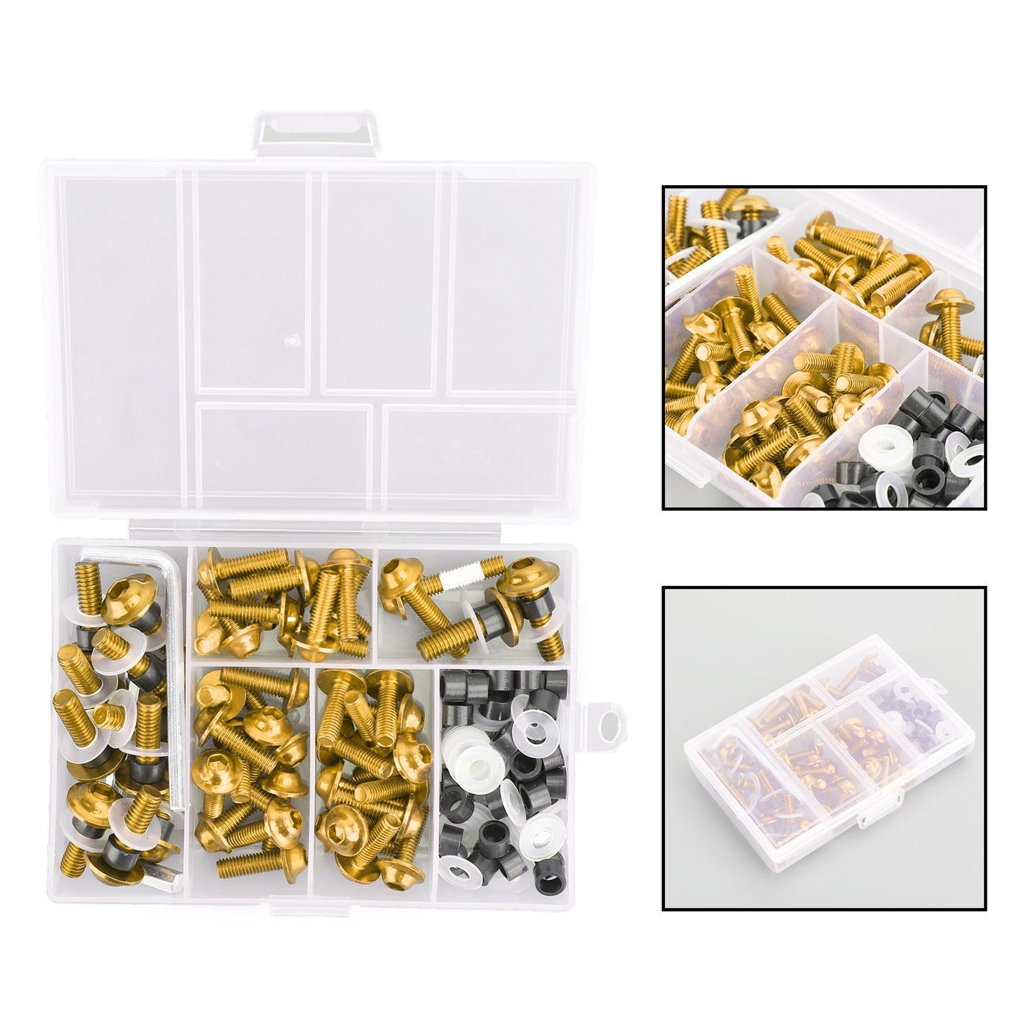 Kit de 158 boulons de carénage de pare-brise de moto de sport, clips de fixation, vis dorées
