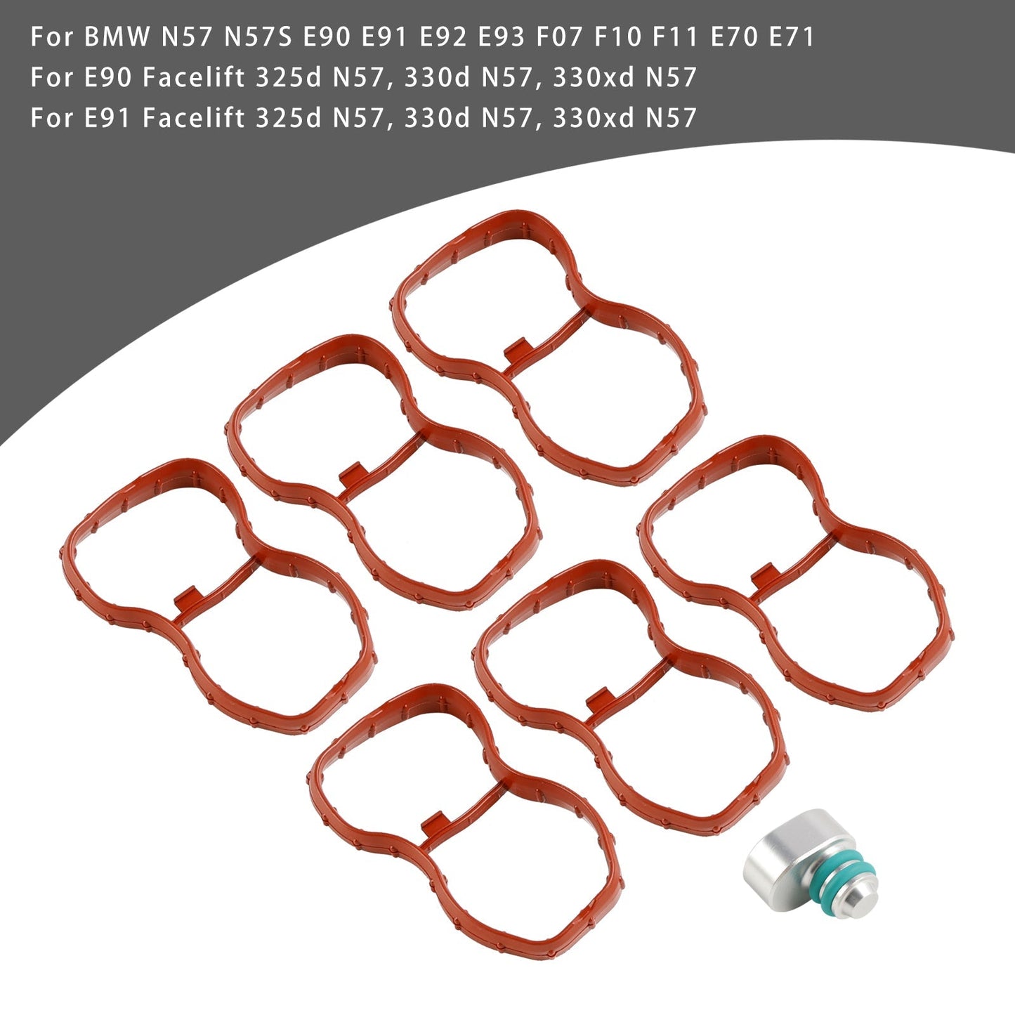 Joint de collecteur d'admission 6 pièces pour BMW E90-93 F10 F11 F07 X5 X6 N57 1167807480 11618511363