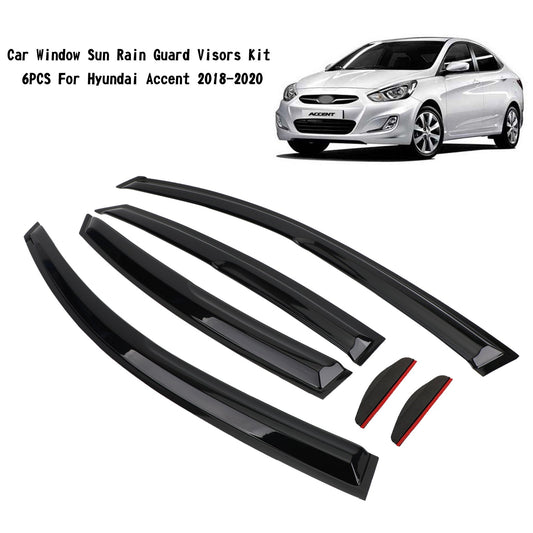 Car Window Sun Rain Guard Visors Kit 6PCS For Hyundai Accent 2018-2020