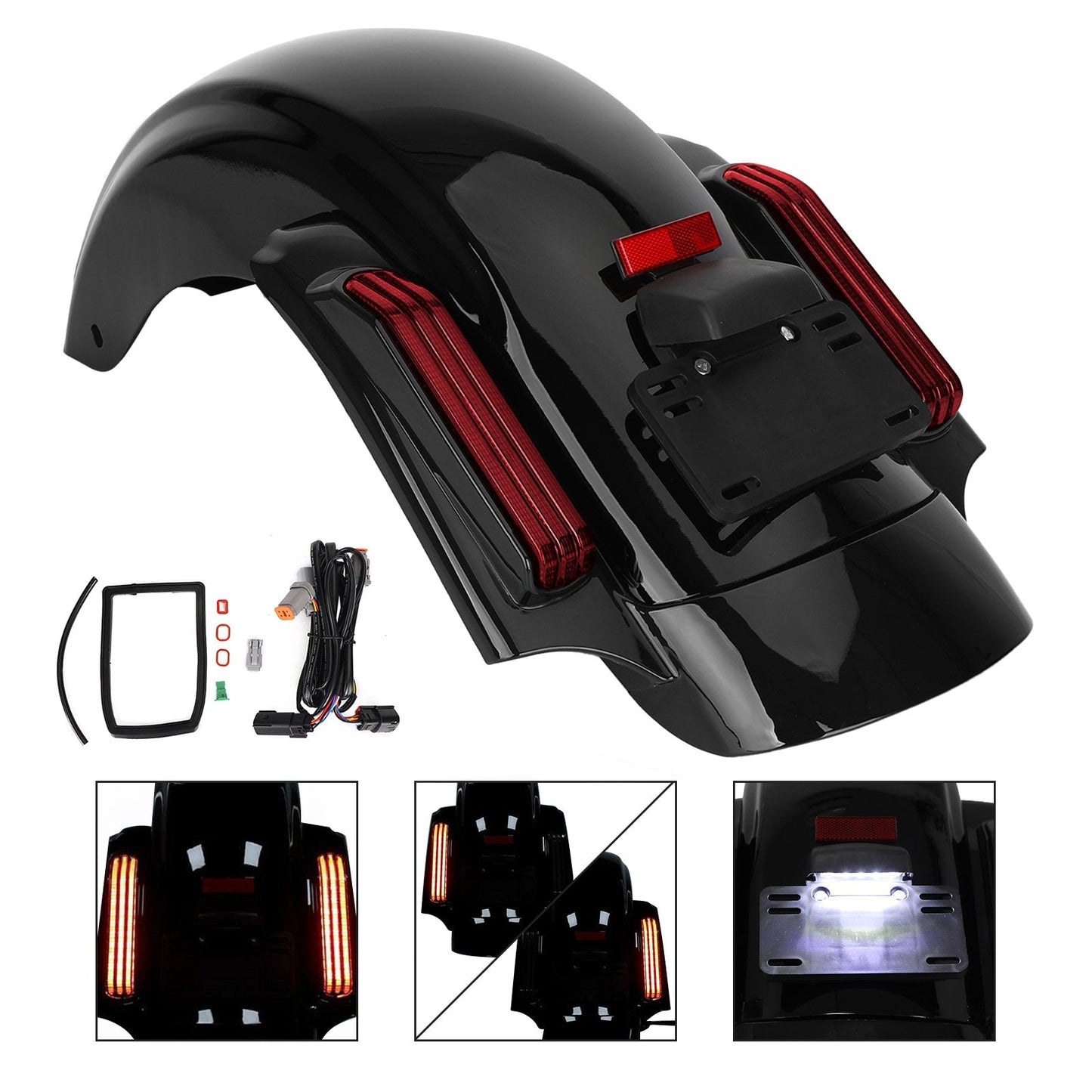 Guardabarros trasero compatible con Harley Street Glide Special FLHXS 14-20, Ultra Limited Low FLHTKL 15-20, Ultra FLTRU 16-20.
