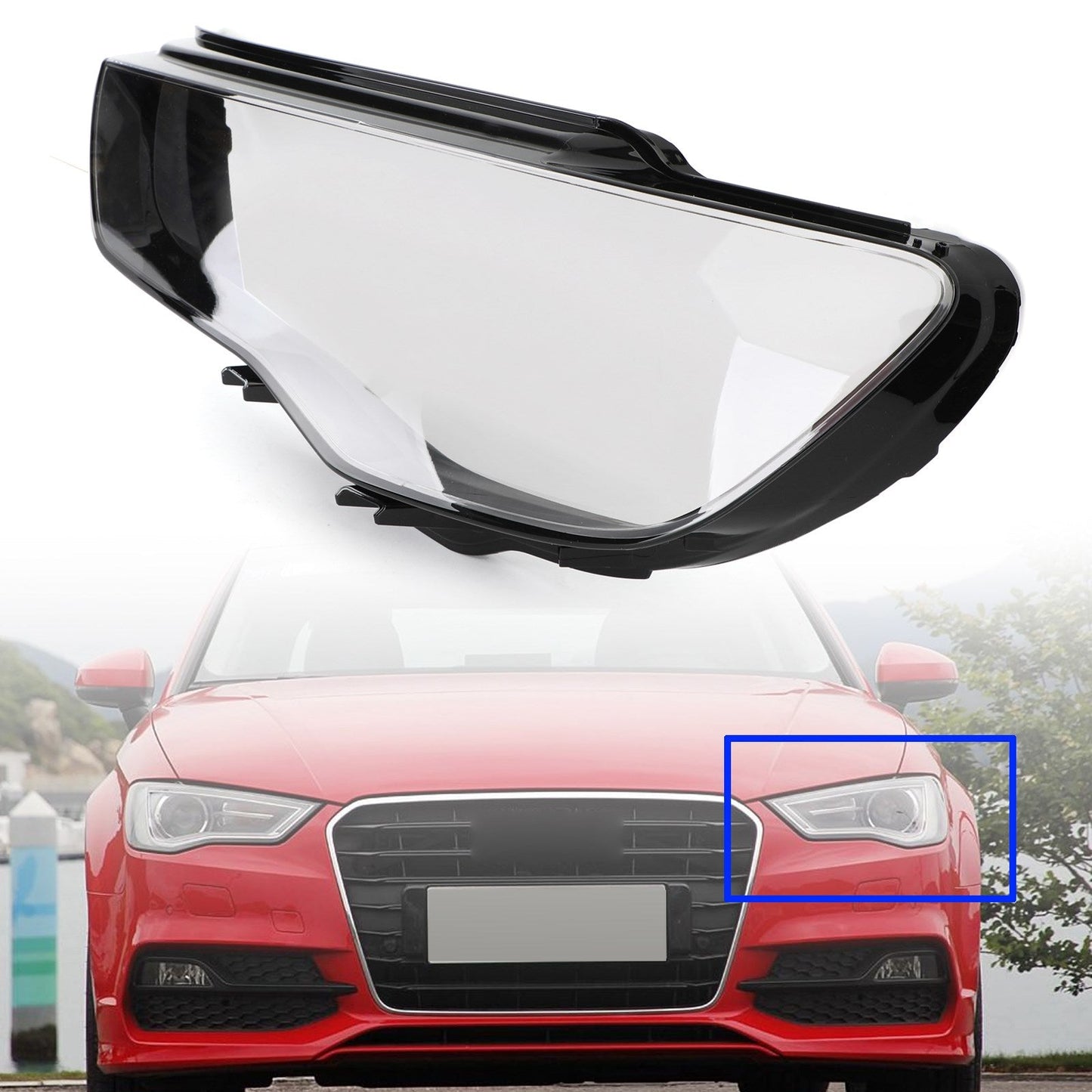 Couvercle de phare avant transparent gauche pour Audi A3 2013-2016 8V0941003
