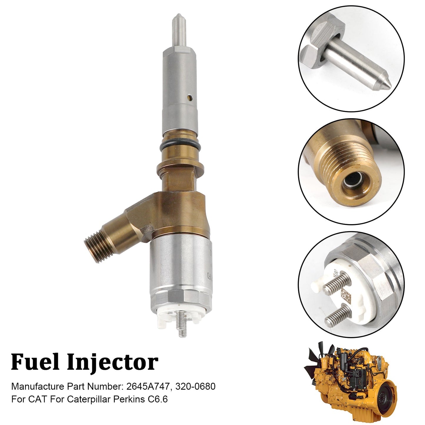 Inyector de combustible Caterpillar Perkins C6.6 (1 unidad) 2645A747 320-0680