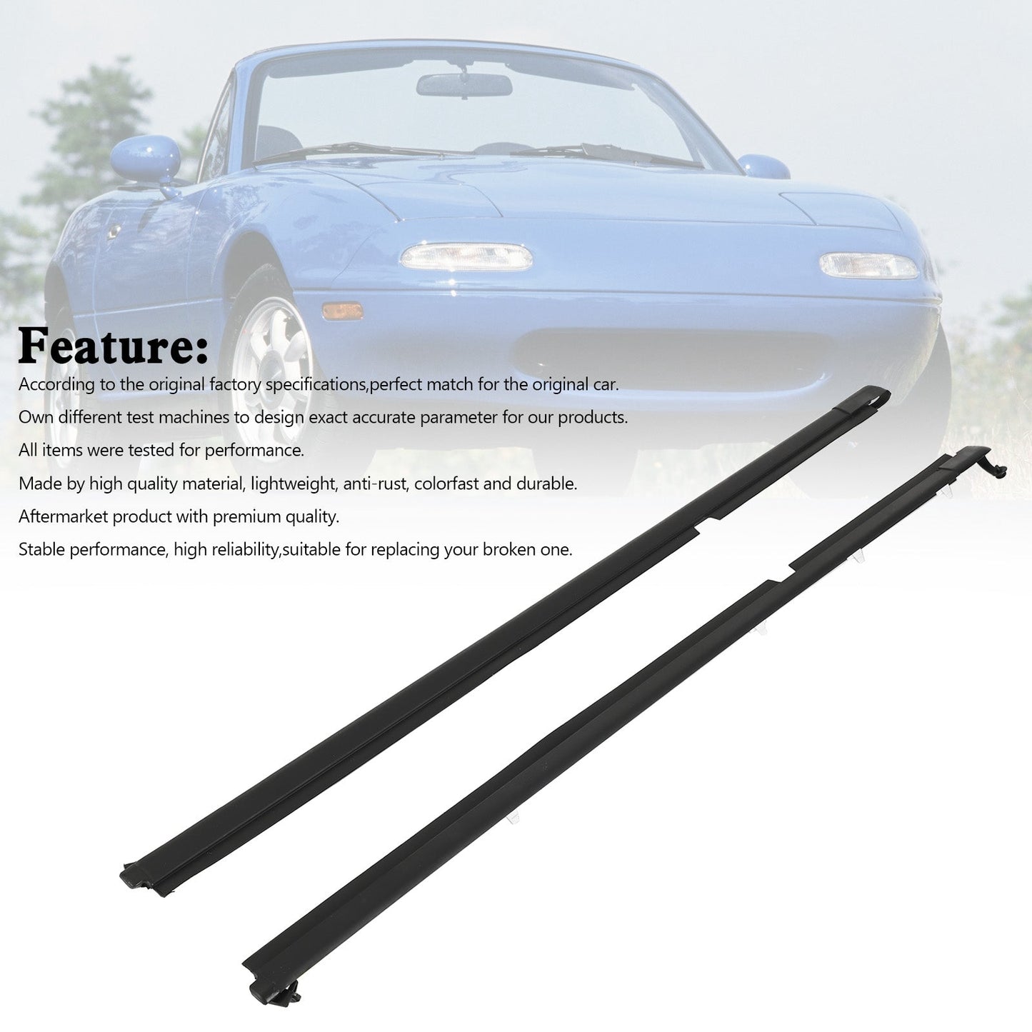 Ensemble de joints d'étanchéité pour vitres de portières gauche et droite Mazda Miata 1990-2005 (NA01-58-810F, NA01-59-810F)
