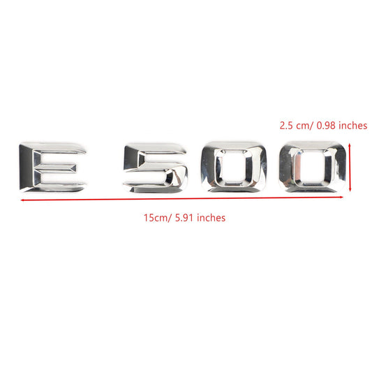 Mercedes E500 Chrome Rear Trunk Emblem Badge Nameplate Decal Letters Numbers