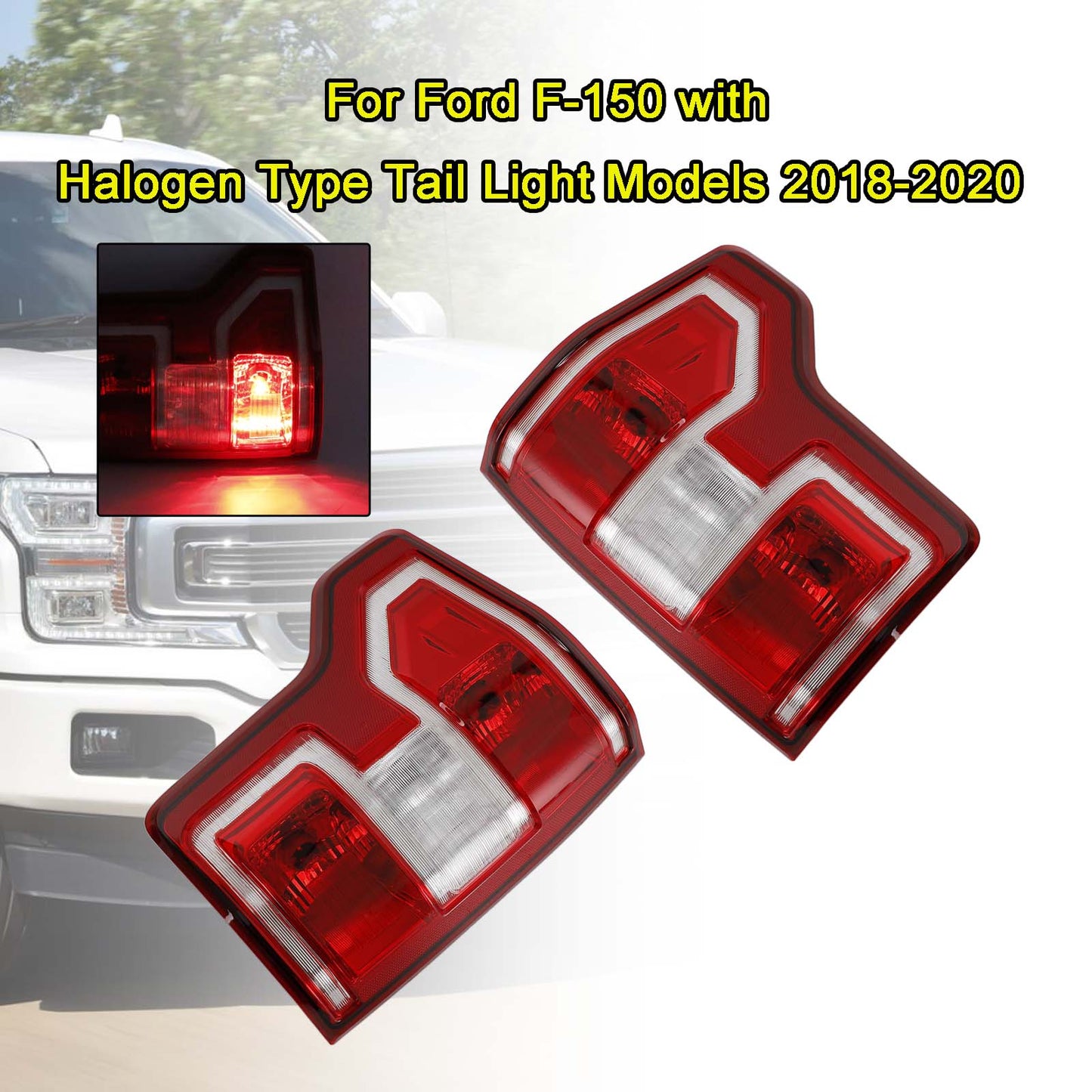 Feu arrière halogène à incandescence gauche et droit pour Ford F150 2018-2020 (FO2800265, FO2801265)