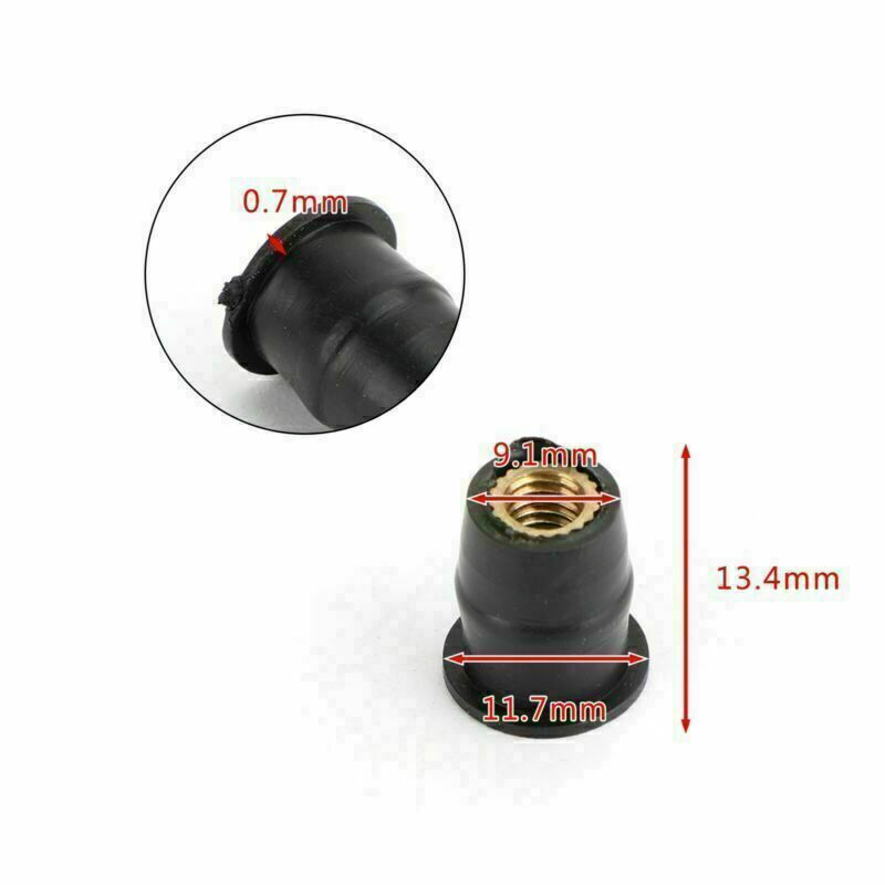 Écrous de puits en caoutchouc M5 10-32 pour pare-brise et carénage, 3/8" (5 mm), lot de 100