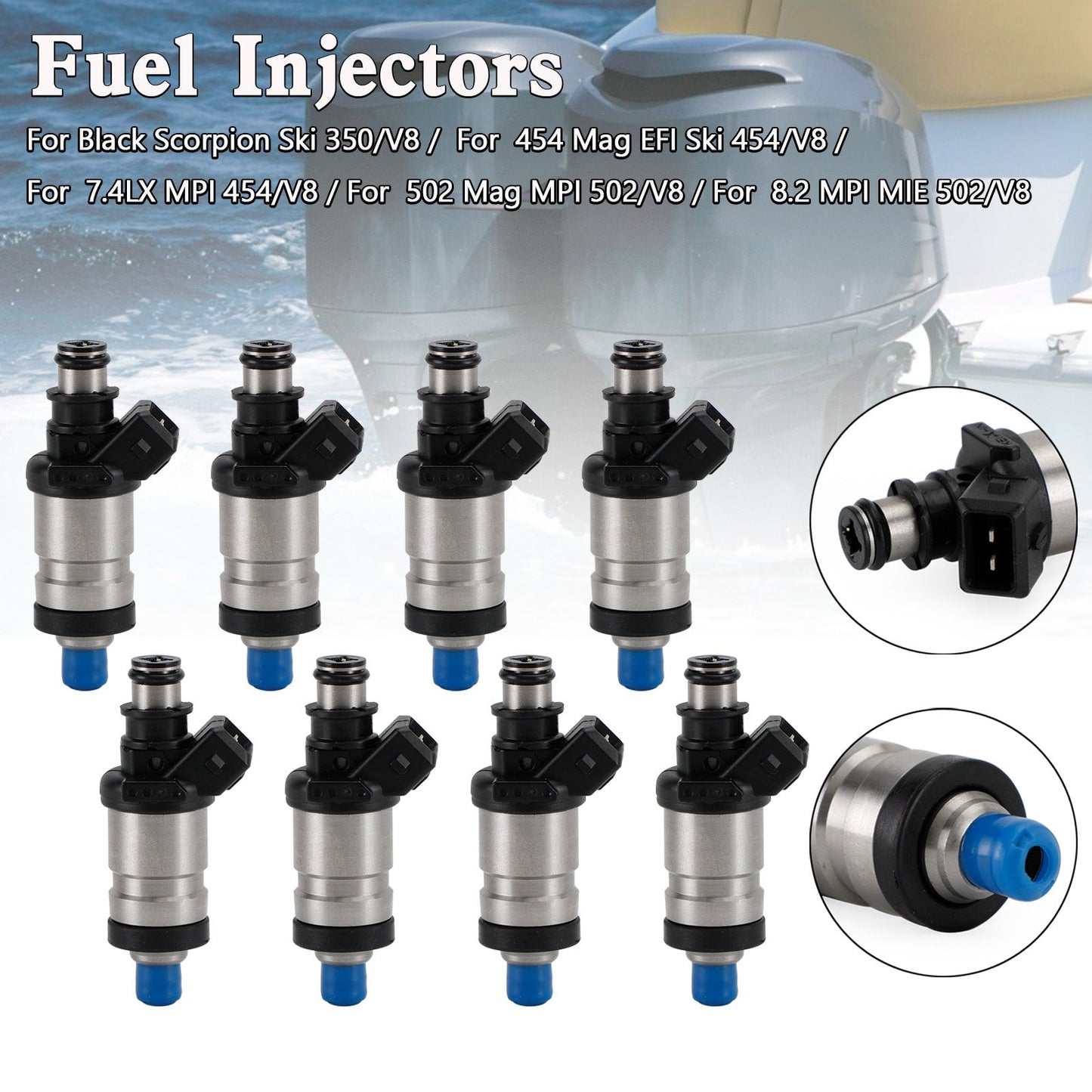 18-33100 9-3310 805225A1 8PCS Fuel Injectors Fit For Mercruiser Marine Boat