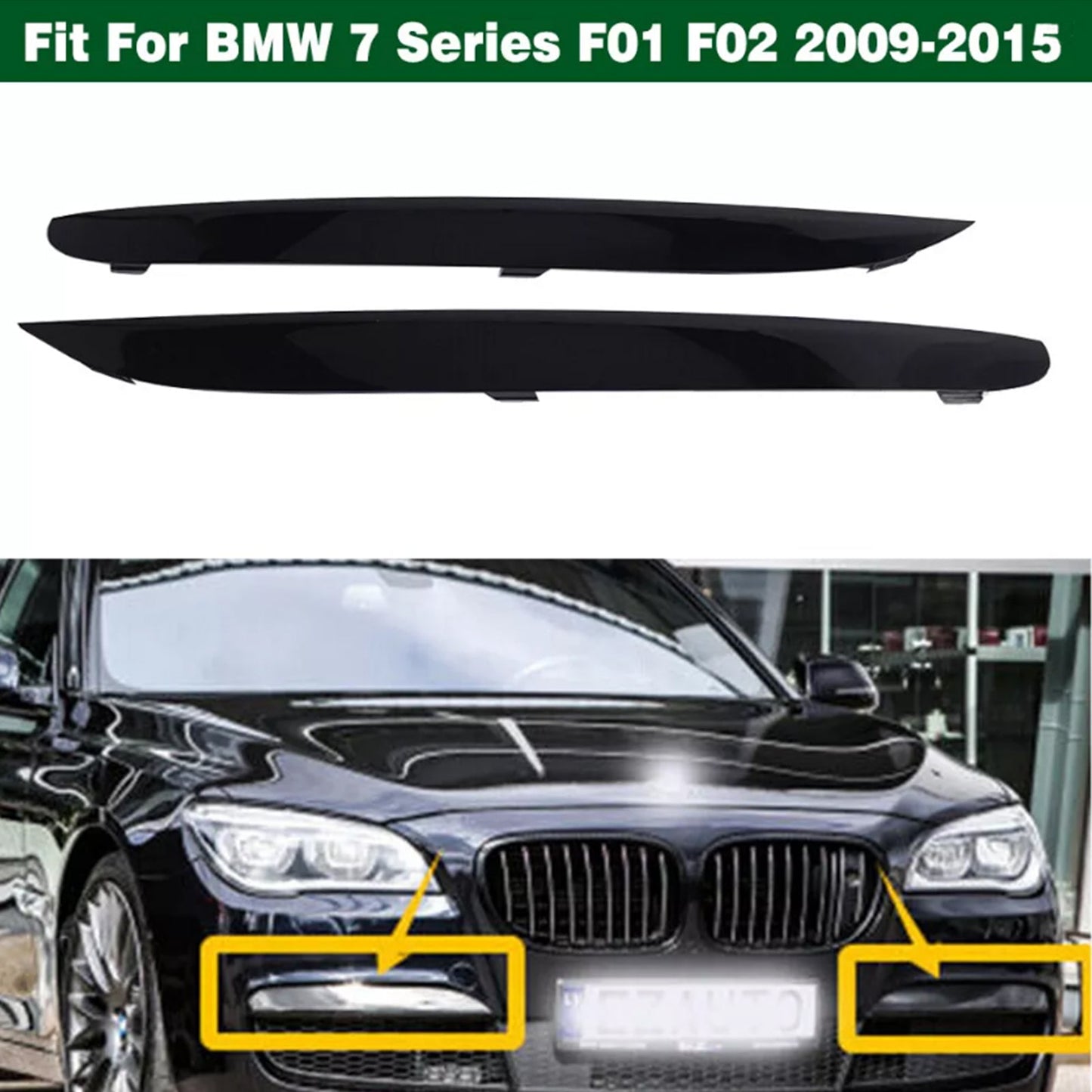 BMW Série 7 F01 F02 2009-2015 2 moulures de pare-chocs avant M Sport 51118047727 51118047728