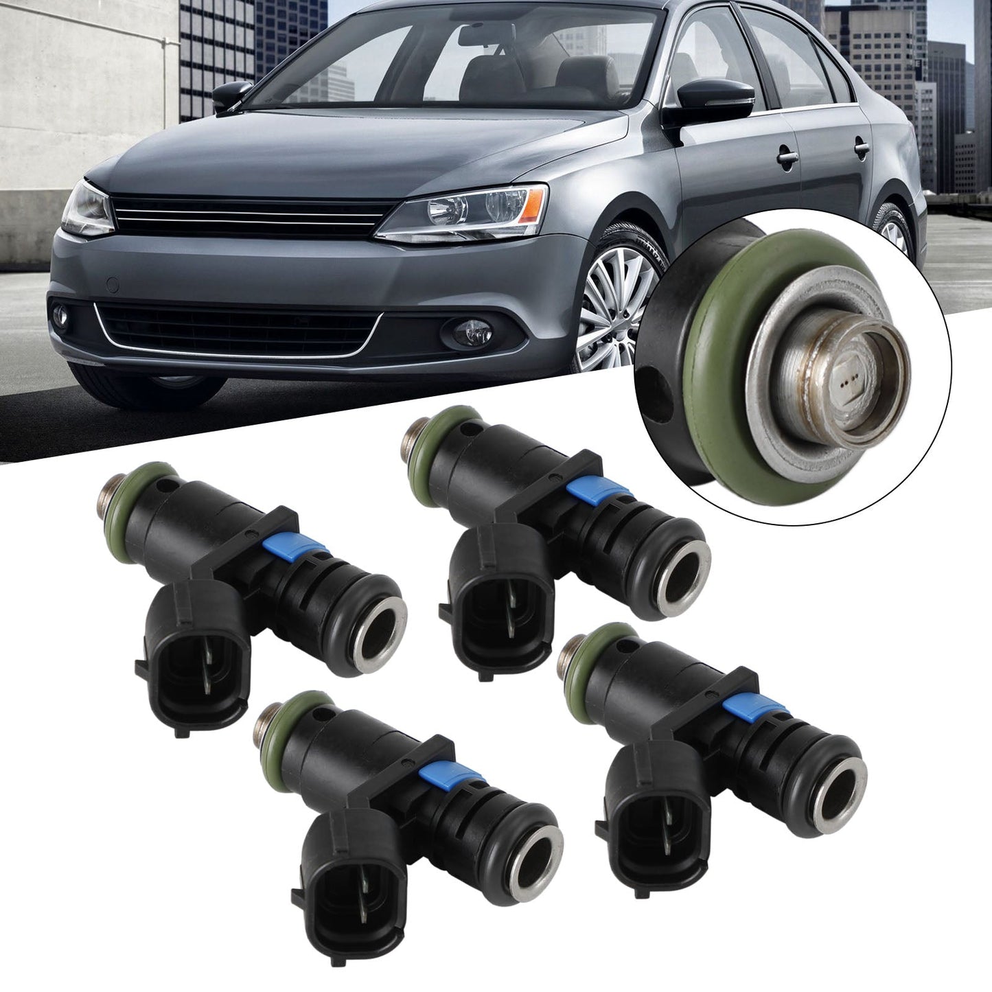 4PCS Fuel Injectors 03C906031A 04E906031F Fit VW Vento 2014-2019 Fit Passat 2008-2010