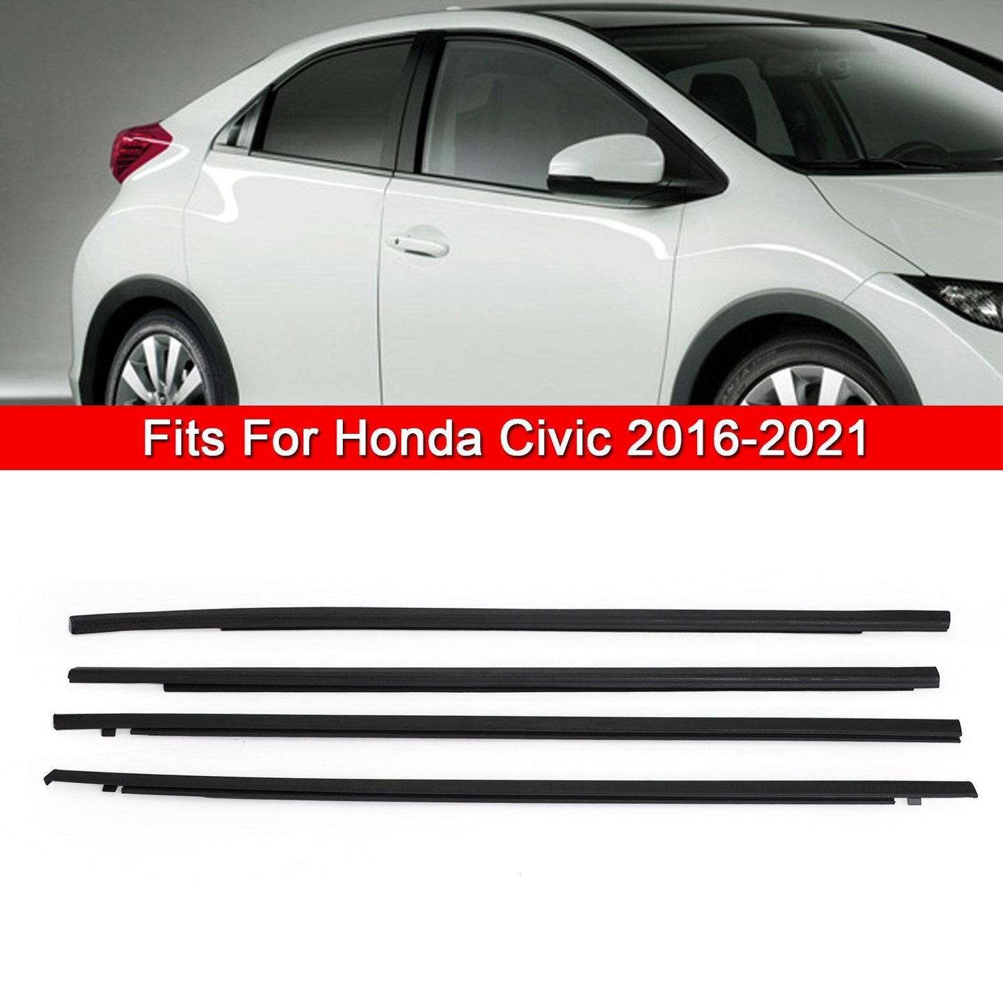 Joint d'étanchéité pour moulures de vitres et ceintures pour Honda Civic Berline 2016-2021 (4 pièces)