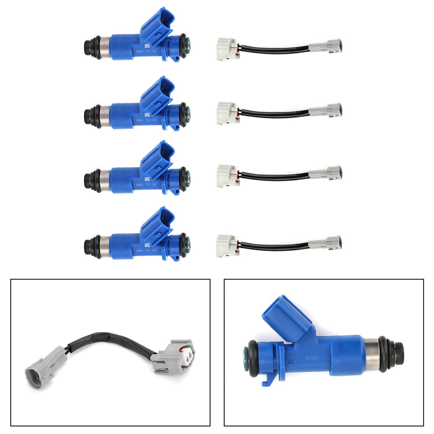 4PCS Fuel Injectors EWLKJ00429 16450RWCA01 Fit Honda Civic Fit Acura RSX W/Adapters 410CC