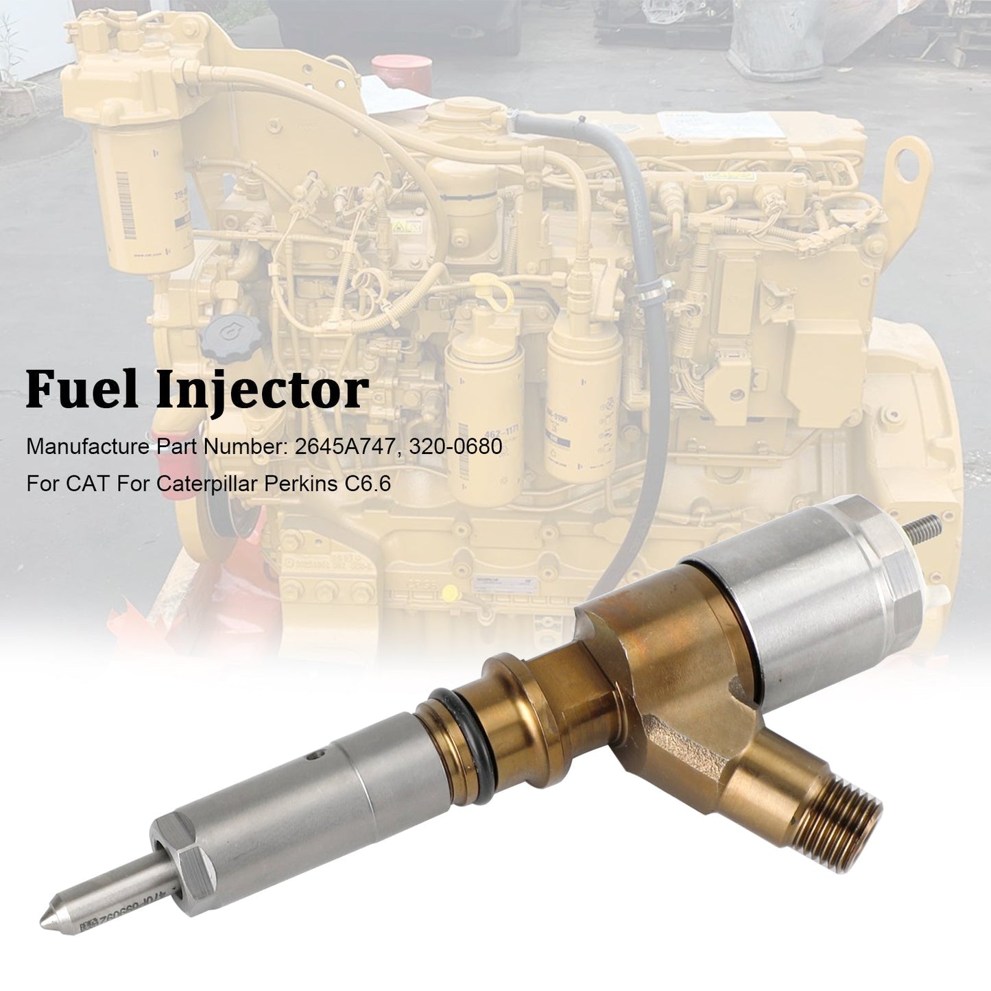 Inyector de combustible Caterpillar Perkins C6.6 (1 unidad) 2645A747 320-0680