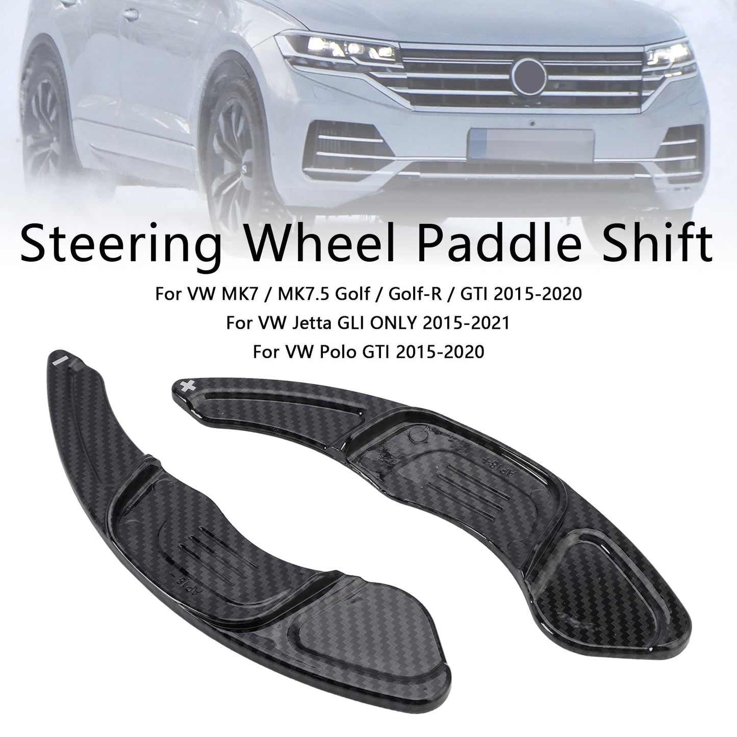 2015-2020 Volkswagen Polo Golf 7 Carbon Look Steering Wheel Paddle Shifter Extension Covers