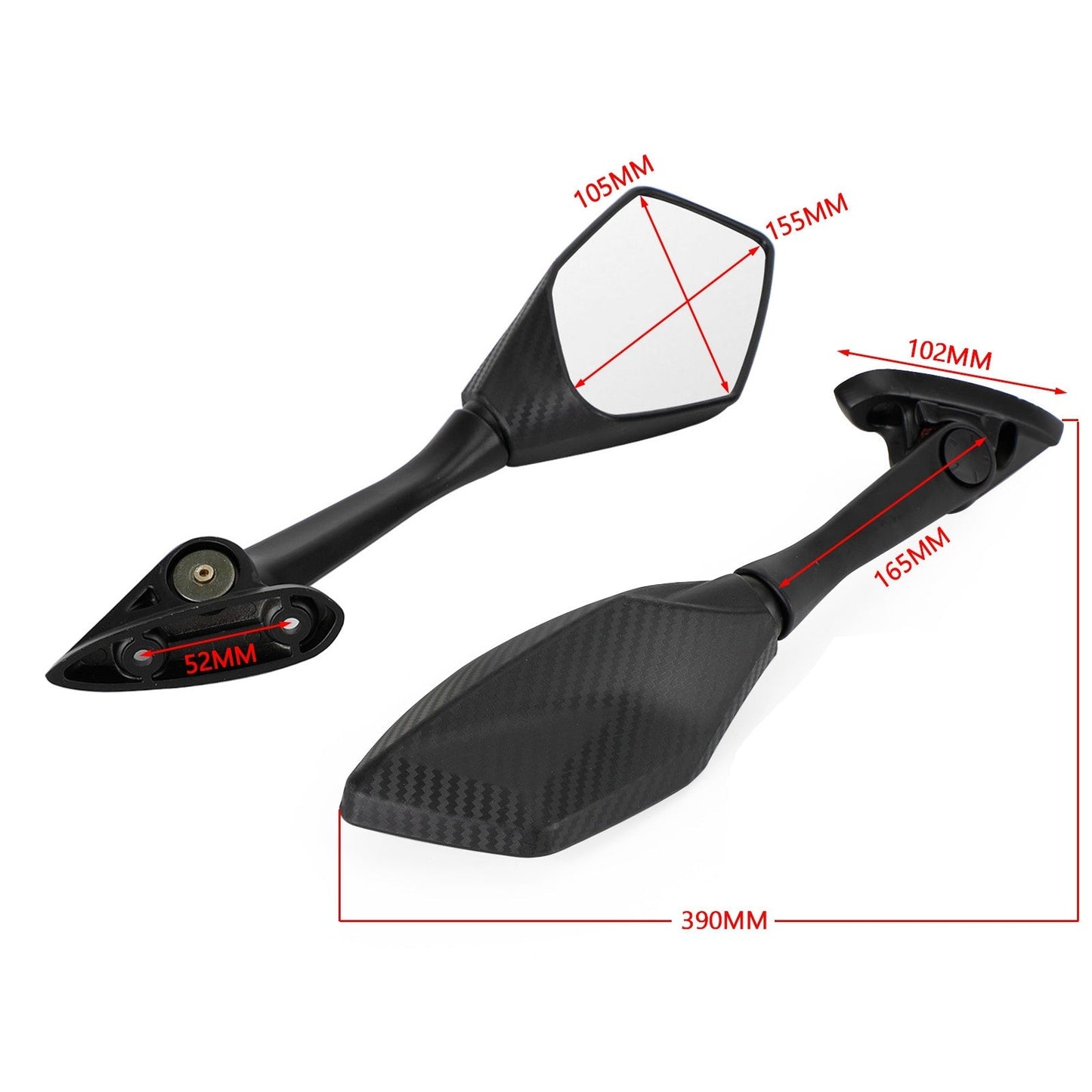 Paire de rétroviseurs noirs pour Yamaha GPD 125 155 NMax N-Max YZF-R3 R25 15-21