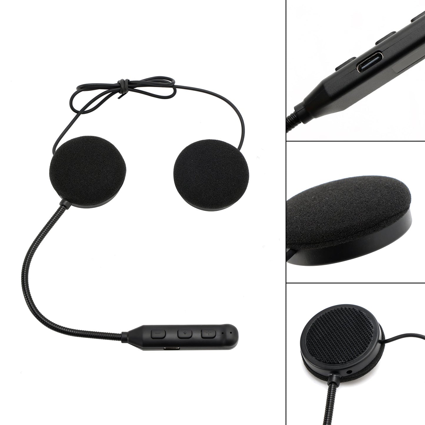 Casque Bluetooth universel avec haut-parleur et écouteurs pour moto, noir