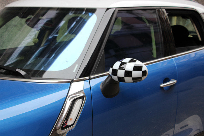Mini Cooper F55 F56 F57 F60 2PCS Coques de rétroviseurs à carreaux noir/blanc