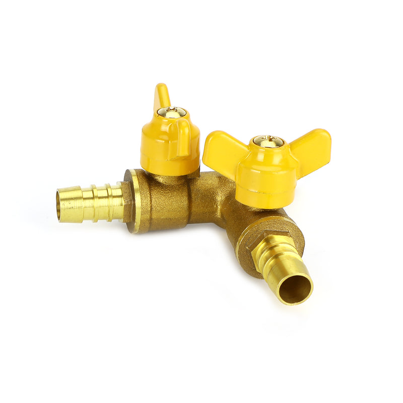 Válvula de bola con espiga para manguera de 3/8", conector en forma de Y de 3 vías, conexión de latón, diámetro exterior de 11 mm