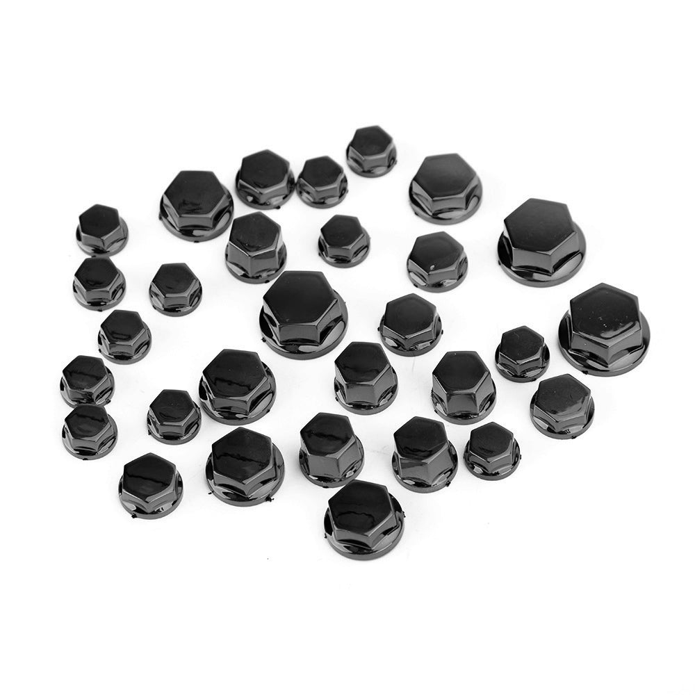 Lot de 30 bouchons de vis et écrous de pompe à eau noirs, 5 tailles