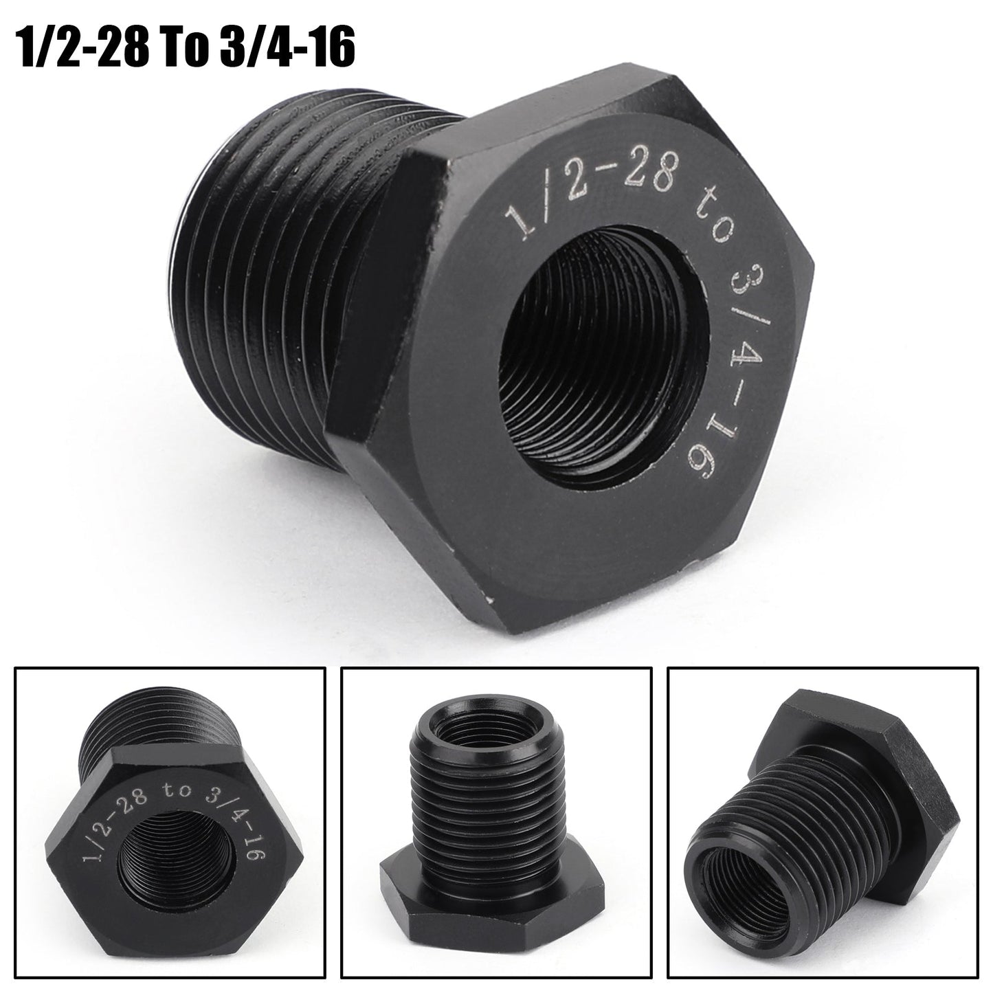 Adaptateur fileté pour filtre à huile 1/2-28 vers 3/4-16, plus résistant que l'aluminium.