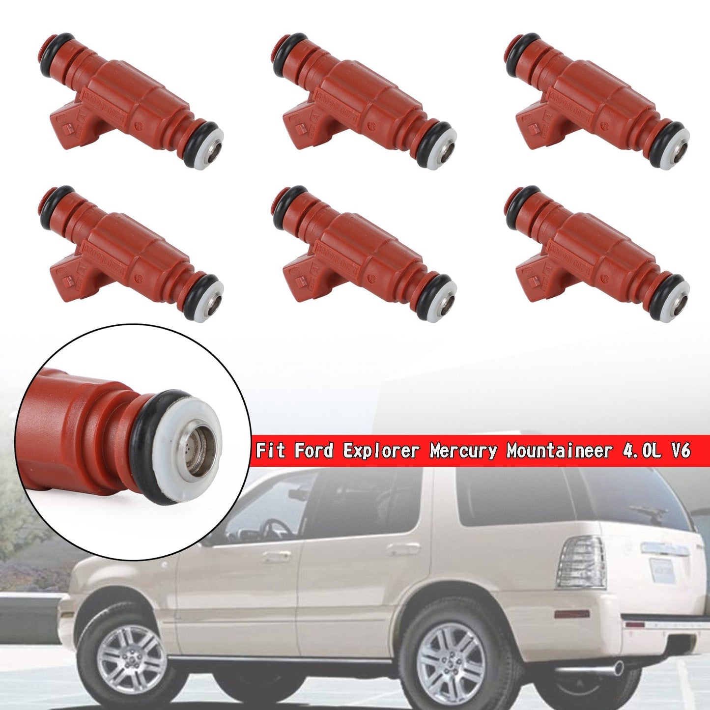 6PCS Fuel injectors 0280156028 1L2E-C5A 822-11139 Fit 2002-2003 Ford Explorer 4.0L 2002-2004 Mercury Mountaineer 4.0L
