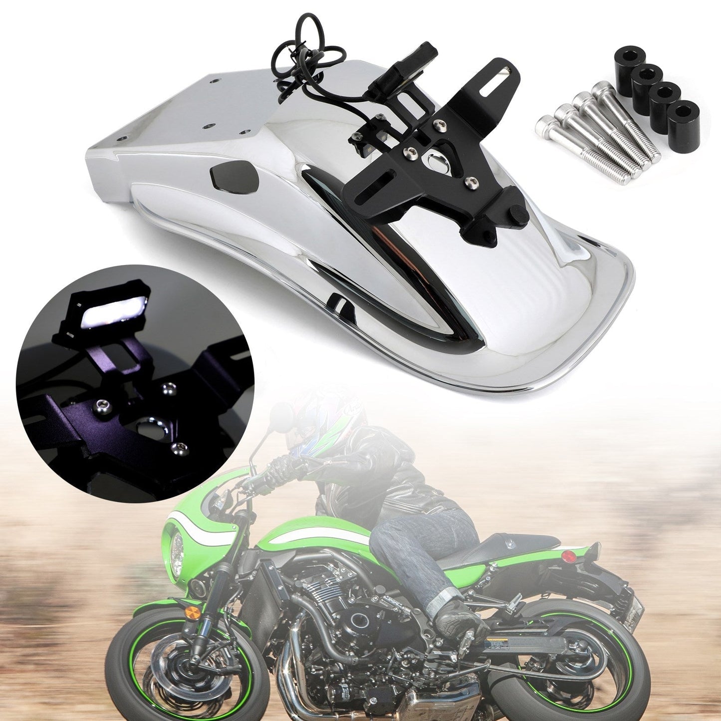 Motorcycle Rear Fender Mudguard For For Kawasaki Z900 RS Z900RS Cafe 18-22 Chrome