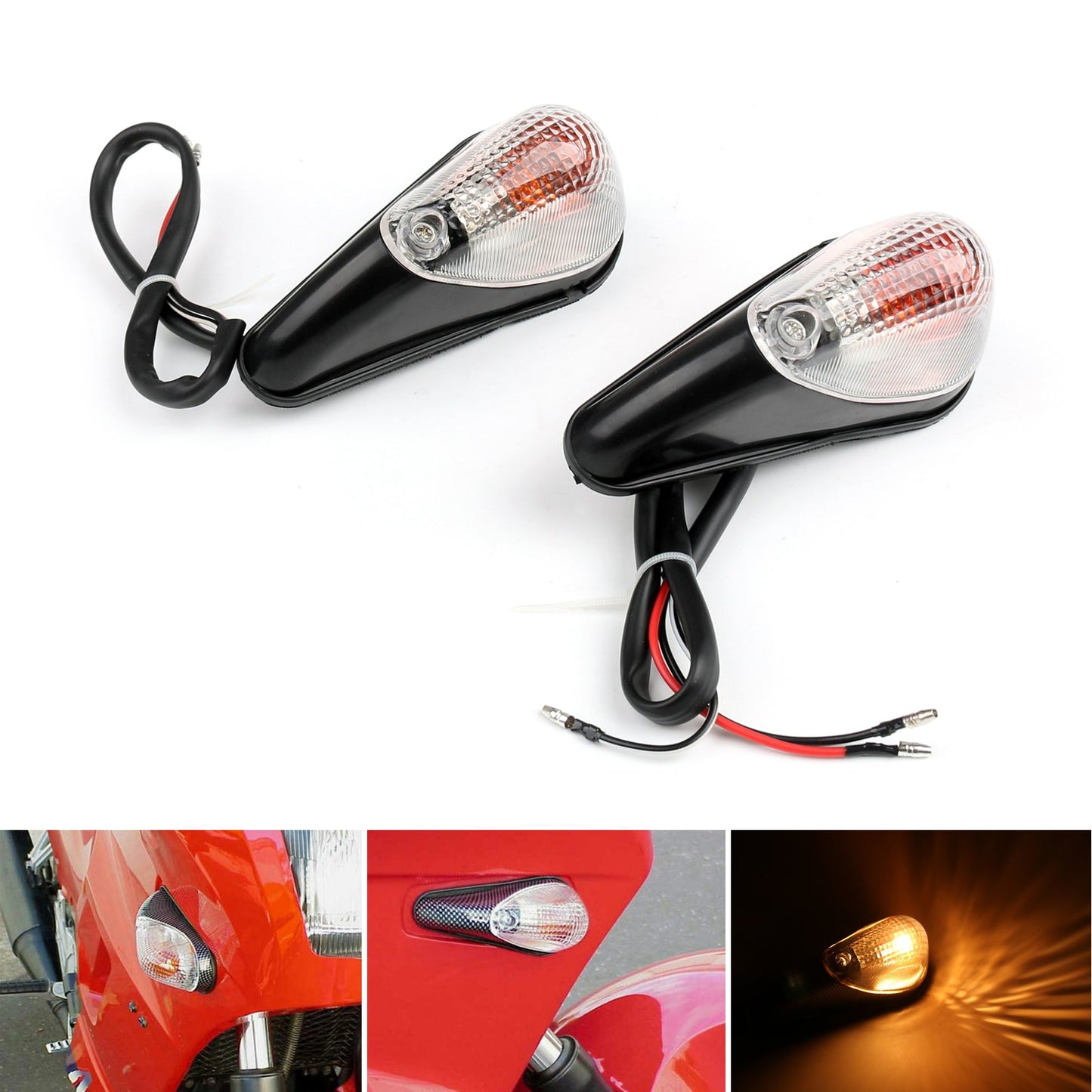 Clear Front Turn Signals For Kawasaki Ninja EX 250 1988-2007 Assosary