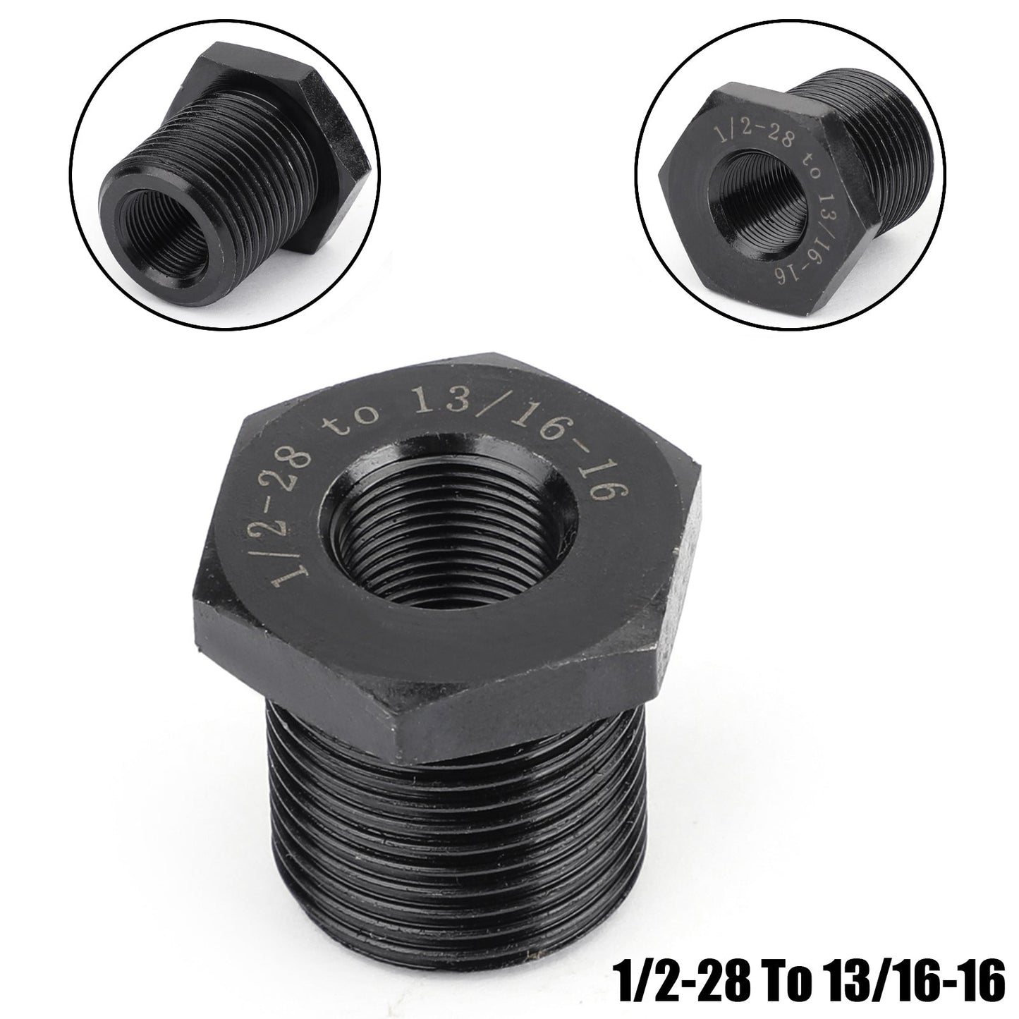 Adaptateur fileté pour filtre à huile 1/2-28 vers 13/16-16, plus résistant que l'aluminium.