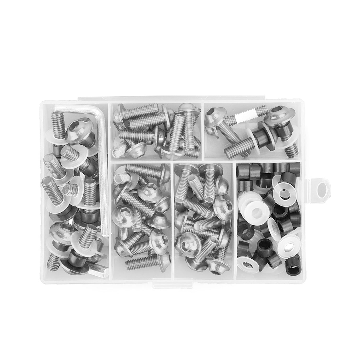 Kit de 158 boulons de carénage de pare-brise de moto de sport, clips de fixation, vis argentées