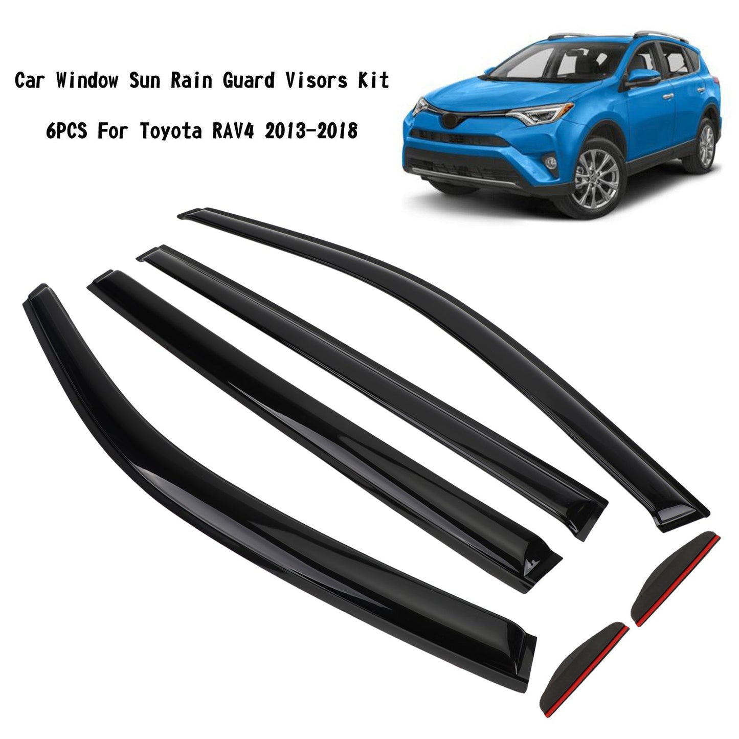 Kit de 6 viseras protectoras para ventana de coche, parasol y lluvia, para Toyota RAV4 2013-2018