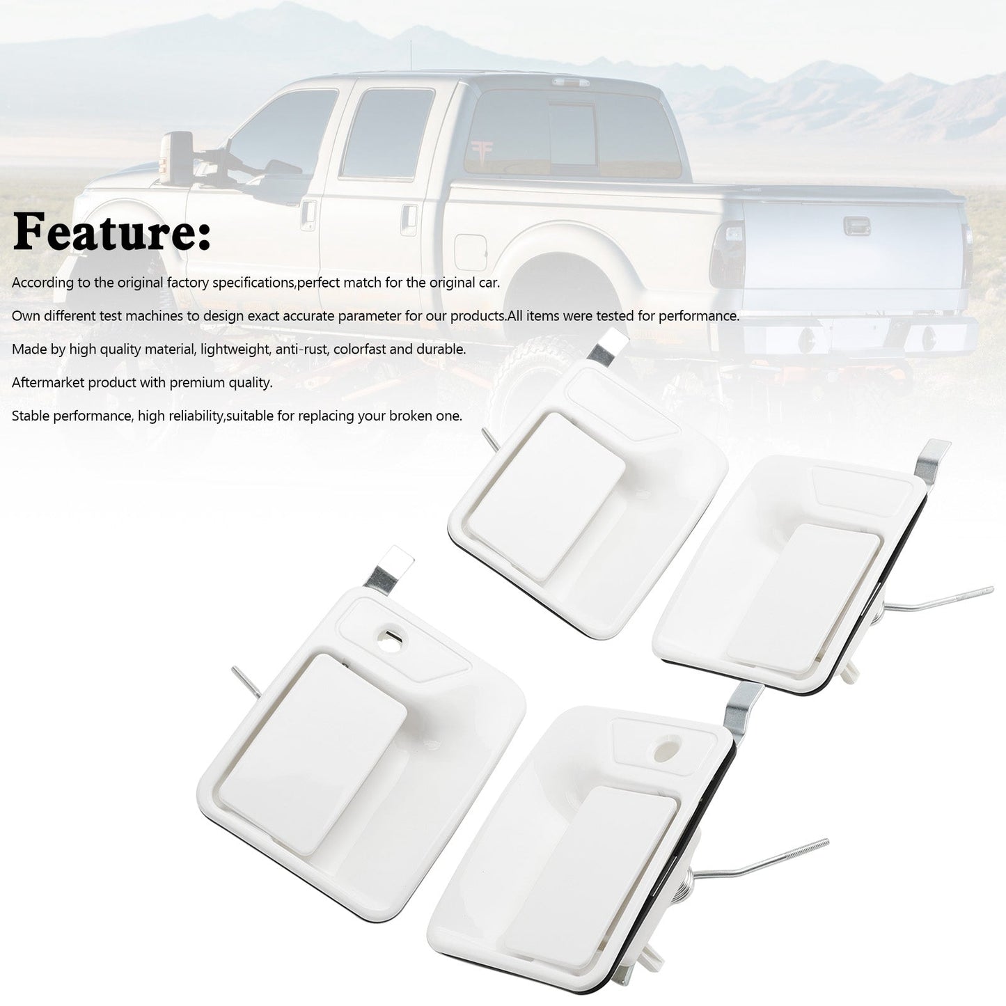 Poignées de porte extérieures 4 pièces pour pick-up Ford Super Duty F250 F350 1999-2016 7C3Z2522405AA 7C3Z3622405APPTM
