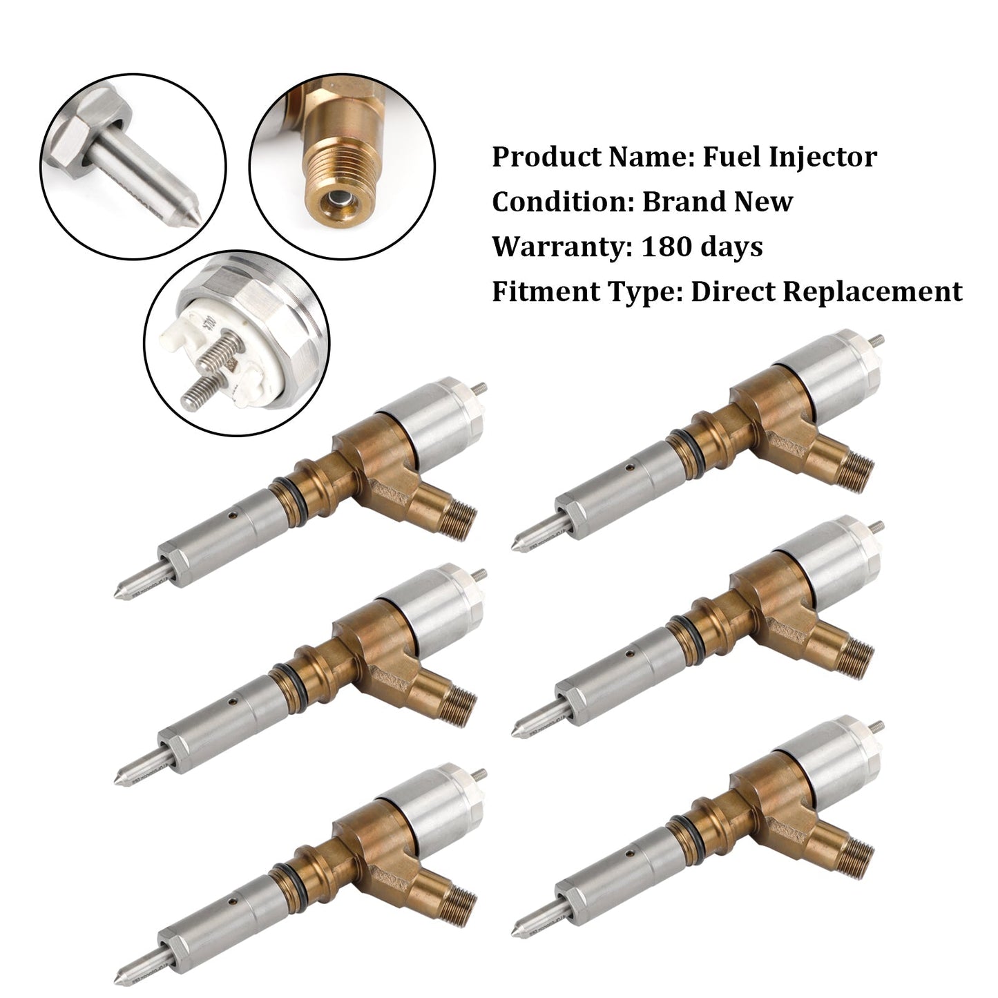 Caterpillar C6 C6.4 Engine 6PCS Fuel Injectors 3264700 10R-7675