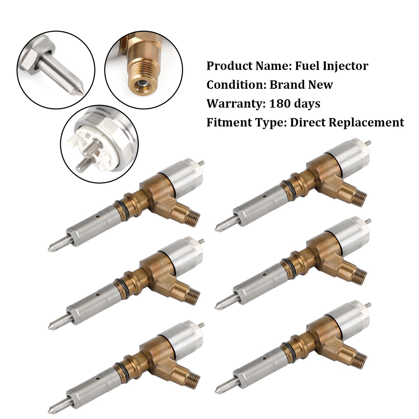 Inyectores de combustible para excavadoras CAT 320D, 312D, 313D, 321D y 323D (6 unidades, 3264700, 10R-7675)