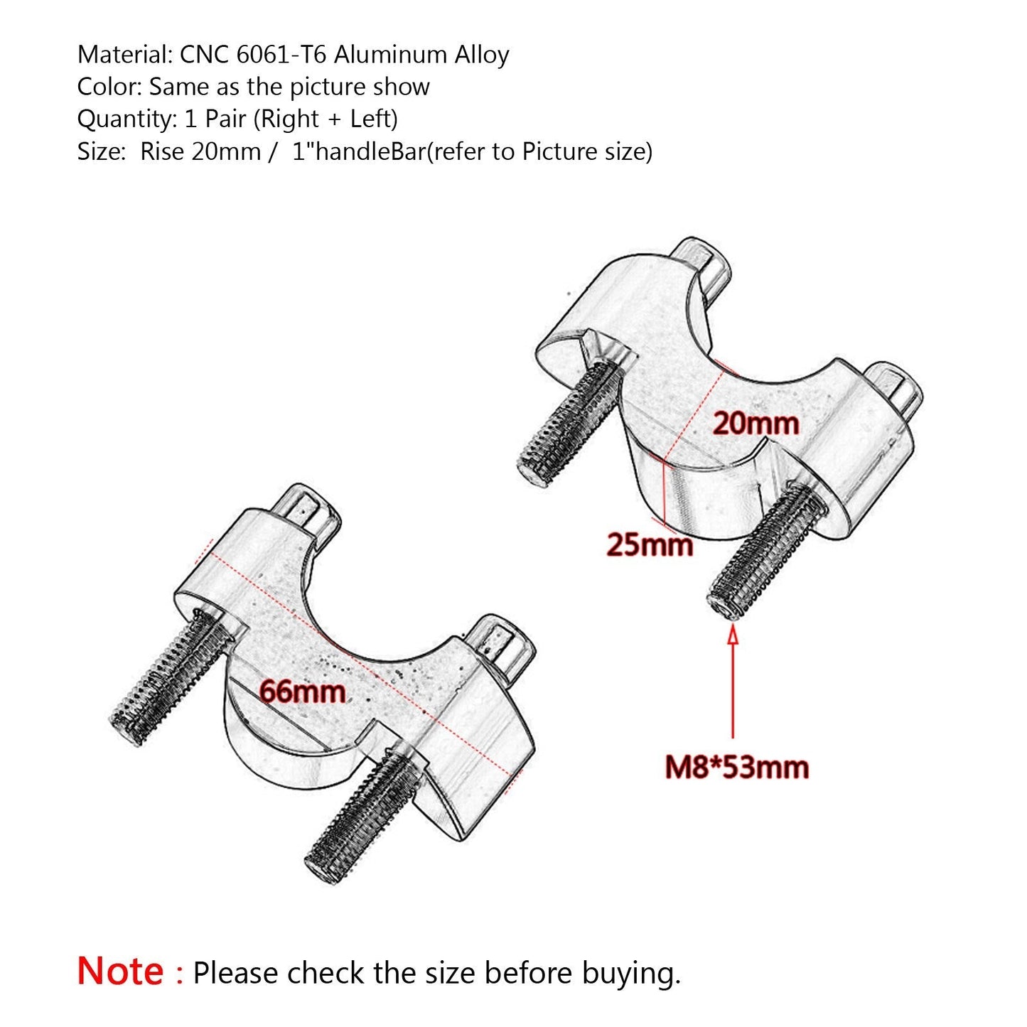 Handlebar Risers 1" Bar 20mm For For Suzuki GSX-S1000 GSX-S1000F 2015-2018 Black